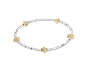 E Newton Signature Cross 2mm Bead Bracelet - Small Cross Mixed Metal