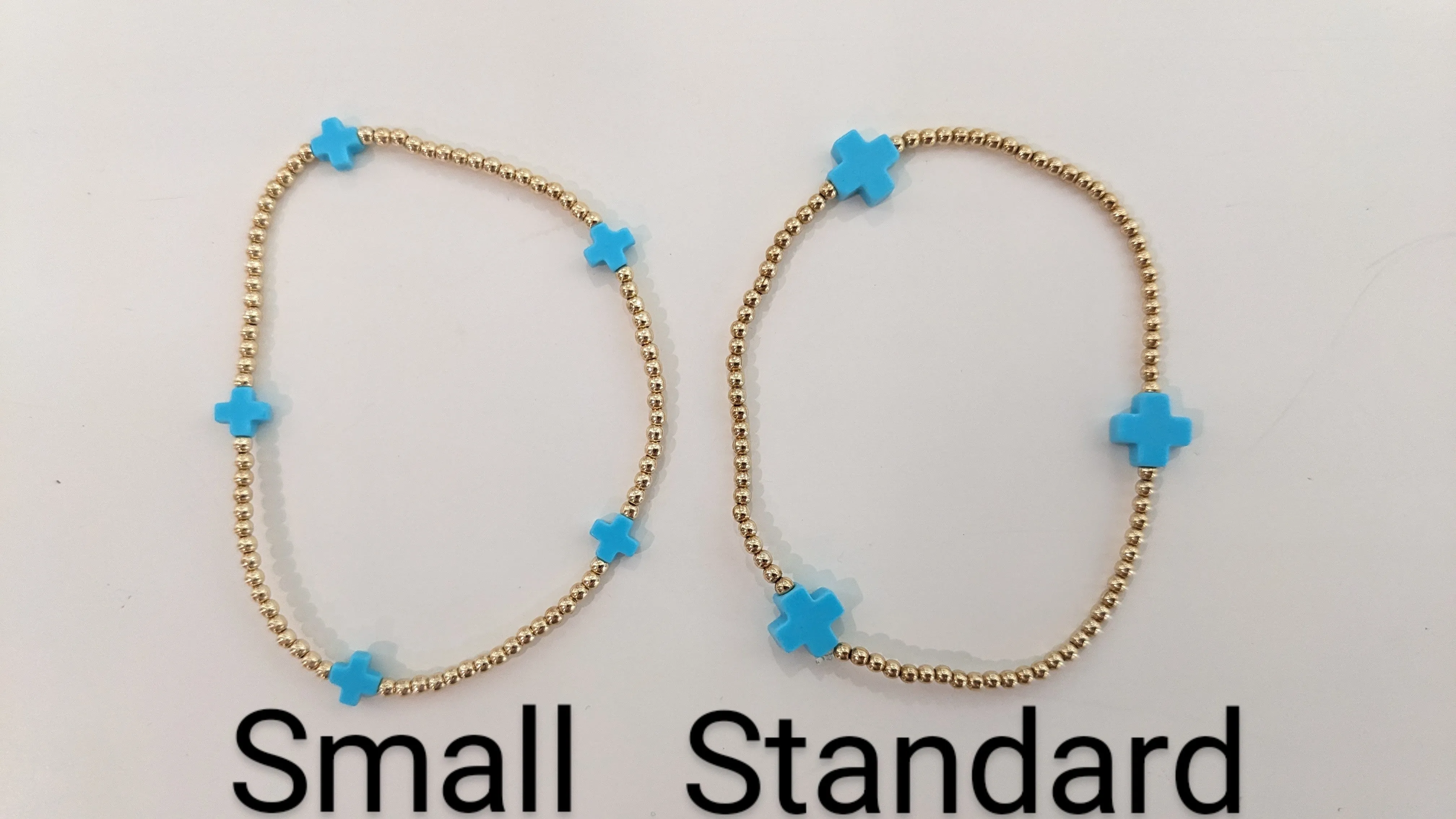 E Newton Signature Cross 2mm Bead Bracelet - Small Cross Mixed Metal