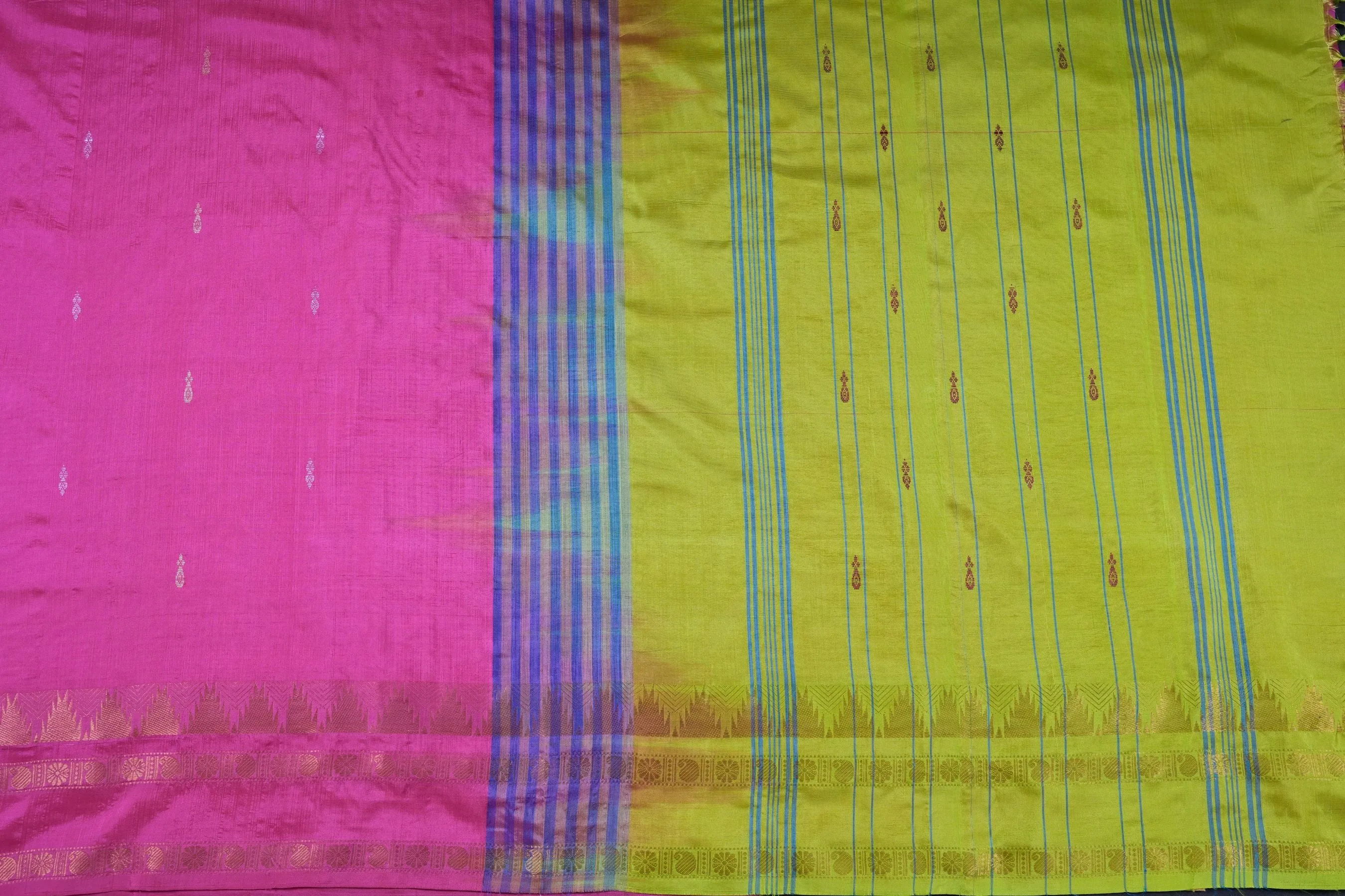 Eco-Friendly Vaazhai Naar Saree with Striking Zari Border