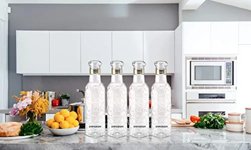 Emporium Plastic Fridge Water Bottle Set for Office, Sports, School, Travelling, Gym, Yoga - BPA and Leak Free & Unbreakable Bottle Color May Vary (Set of4)