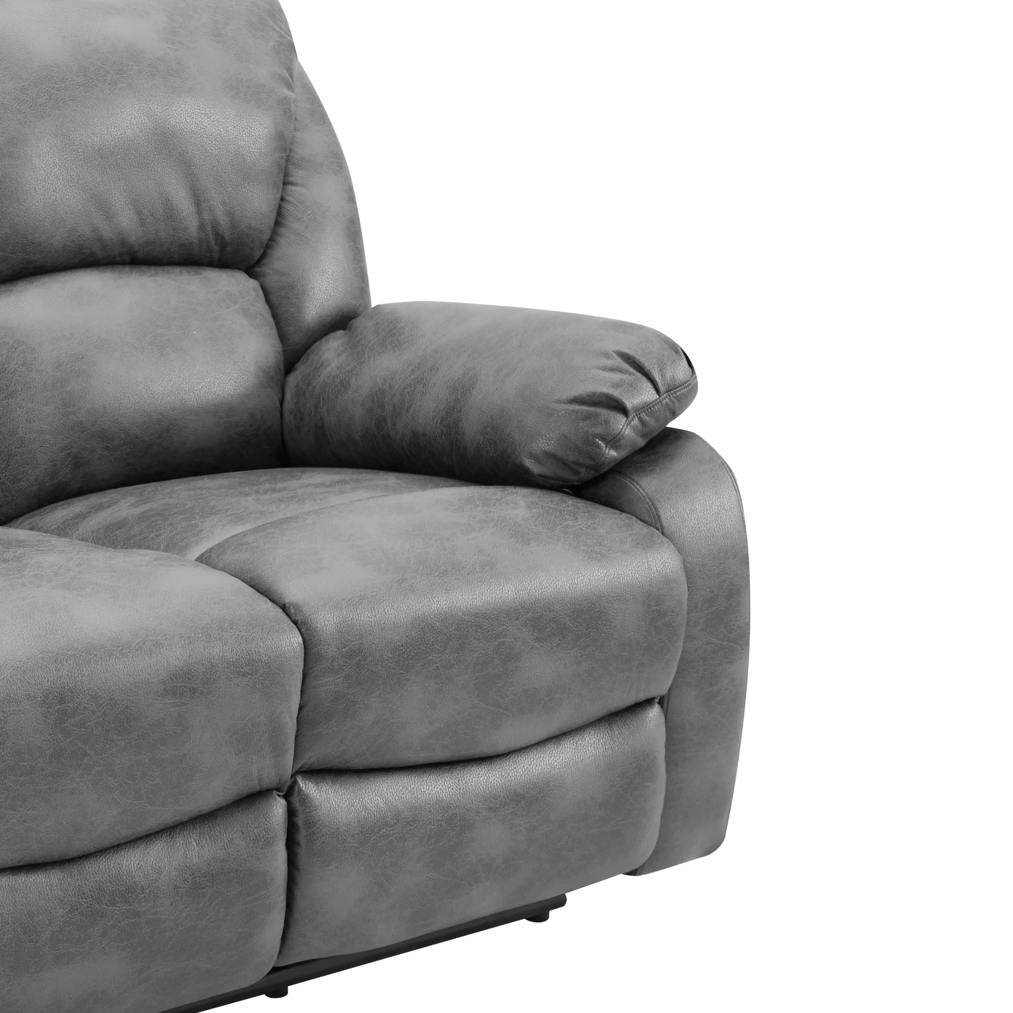 Enoch 2 Seater Recliner Sofa, Dark Grey Faux Leather