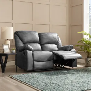 Enoch 2 Seater Recliner Sofa, Dark Grey Faux Leather