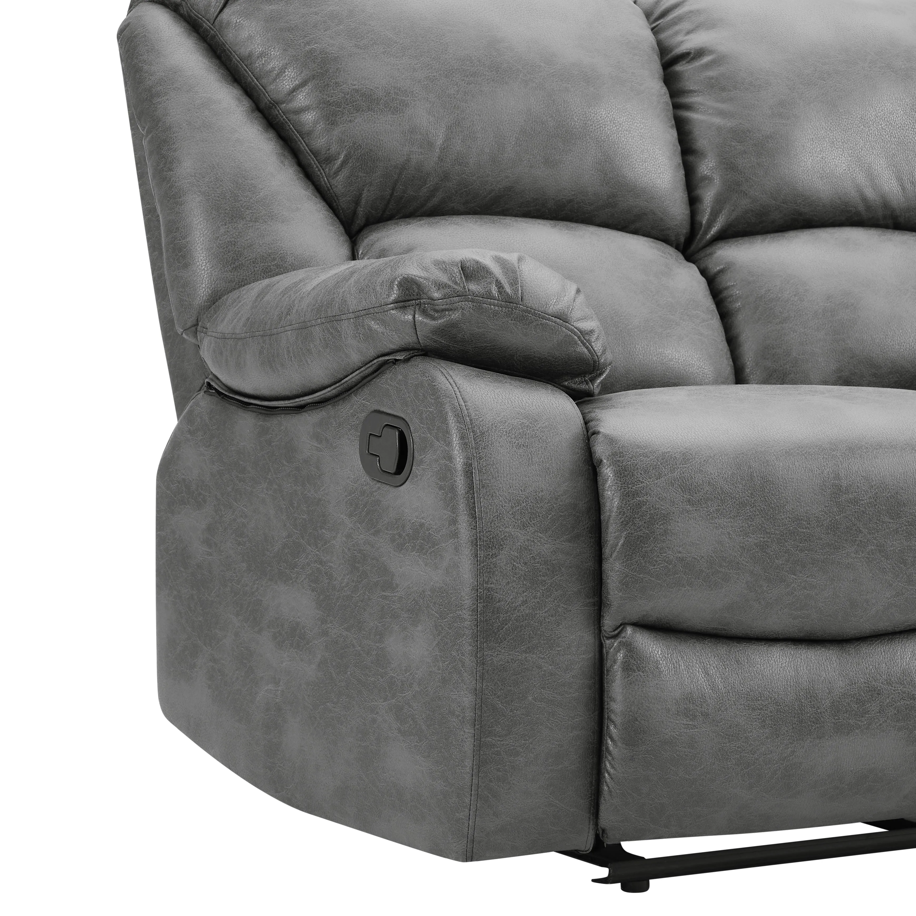 Enoch 2 Seater Recliner Sofa, Dark Grey Faux Leather
