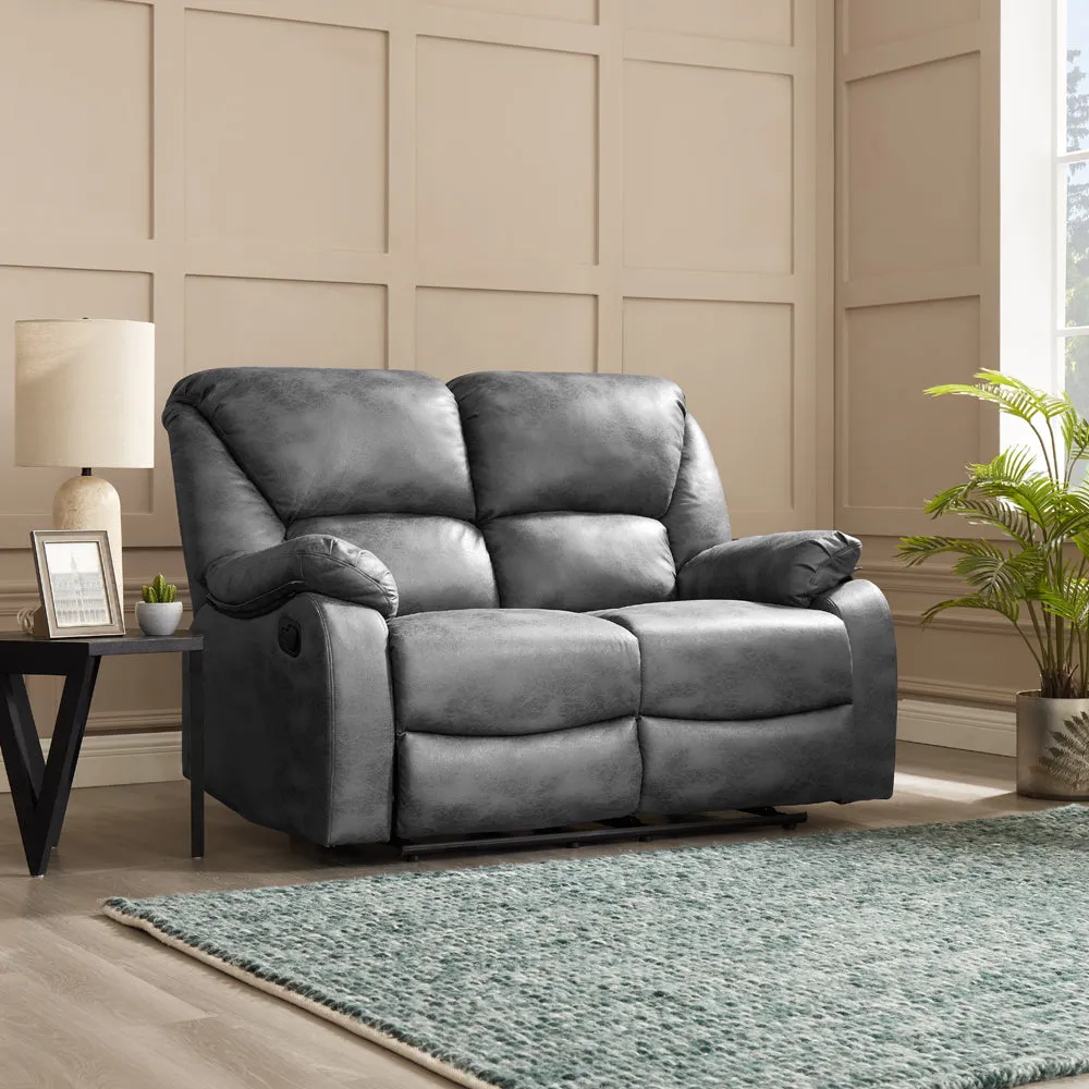 Enoch 2 Seater Recliner Sofa, Dark Grey Faux Leather