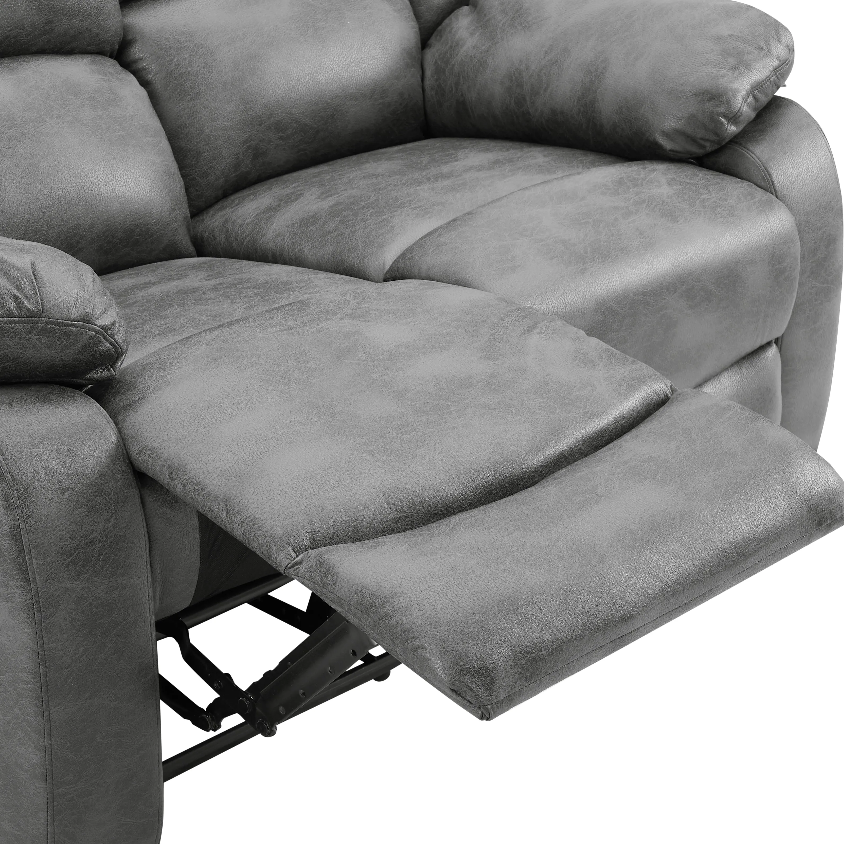 Enoch 2 Seater Recliner Sofa, Dark Grey Faux Leather