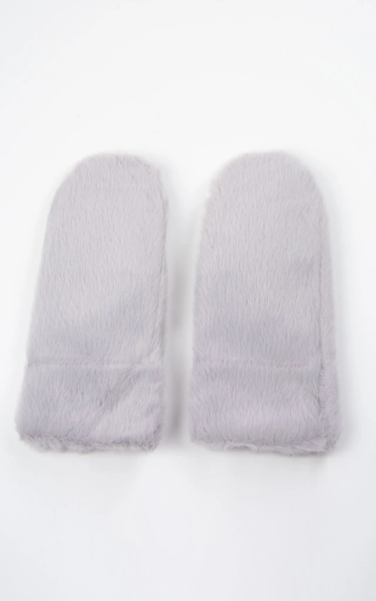 Faux Fur Mittens | Light Grey