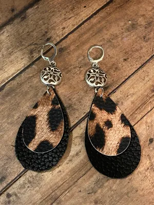 FAUX Leather Animal Print Earrings