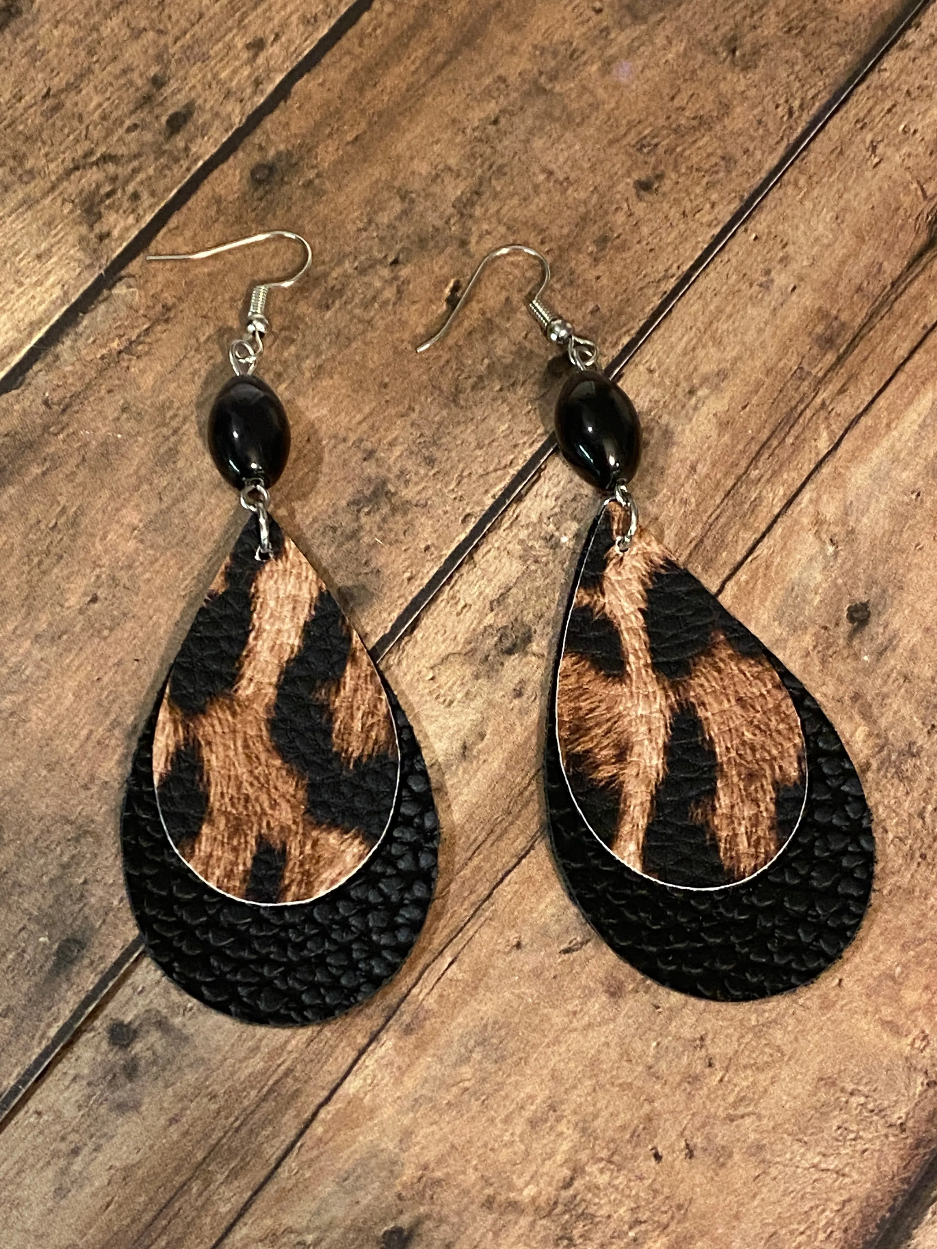 FAUX Leather Animal Print Earrings