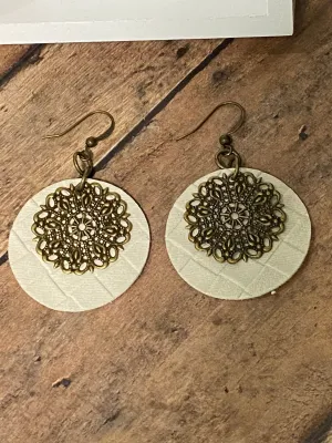 FAUX Leather Cream Earrings (EA0083)
