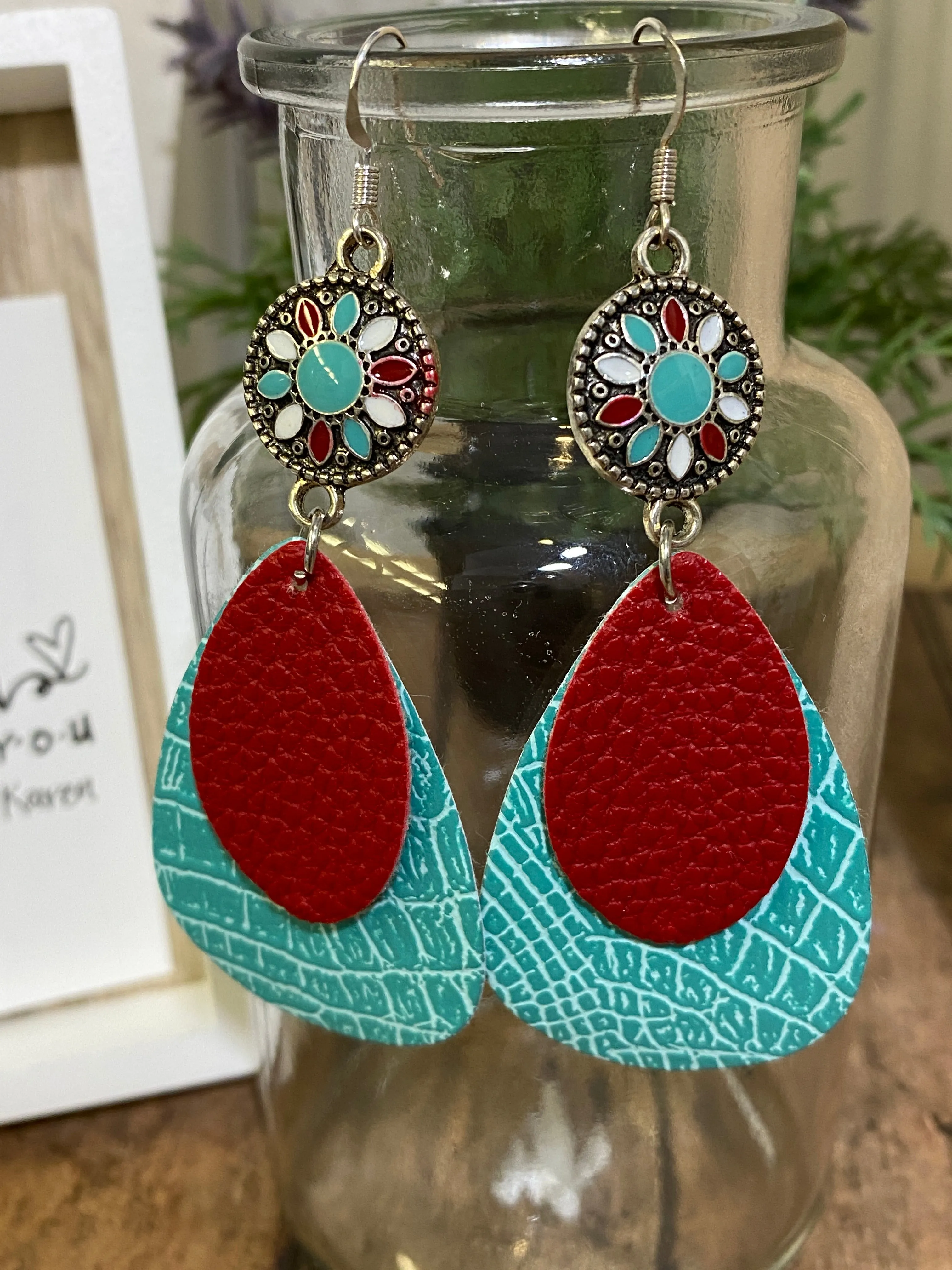 FAUX Leather Southwestern Earrings (EA0056)
