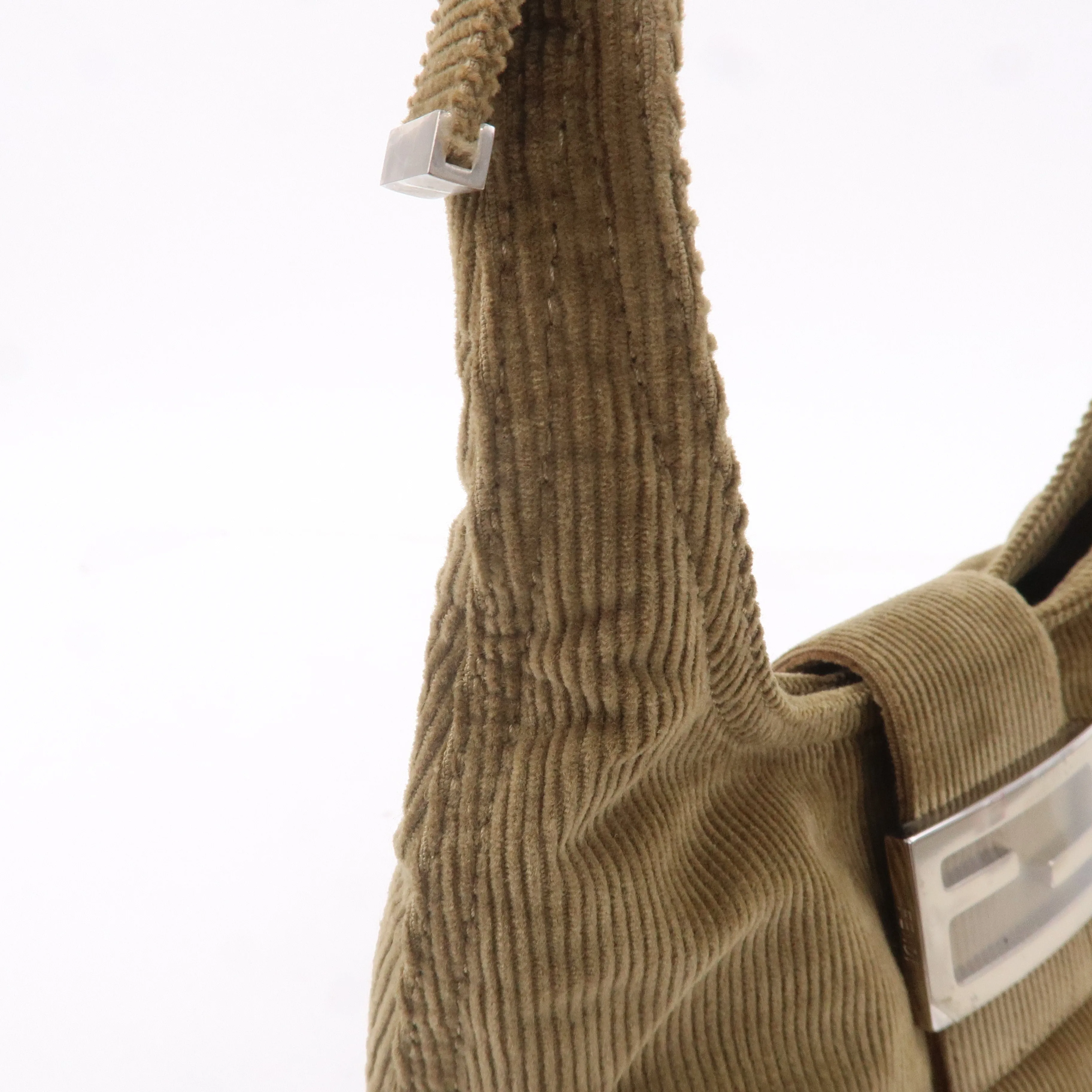 FENDI Corduroy Shoulder Bag Hand Bag Khaki Brown