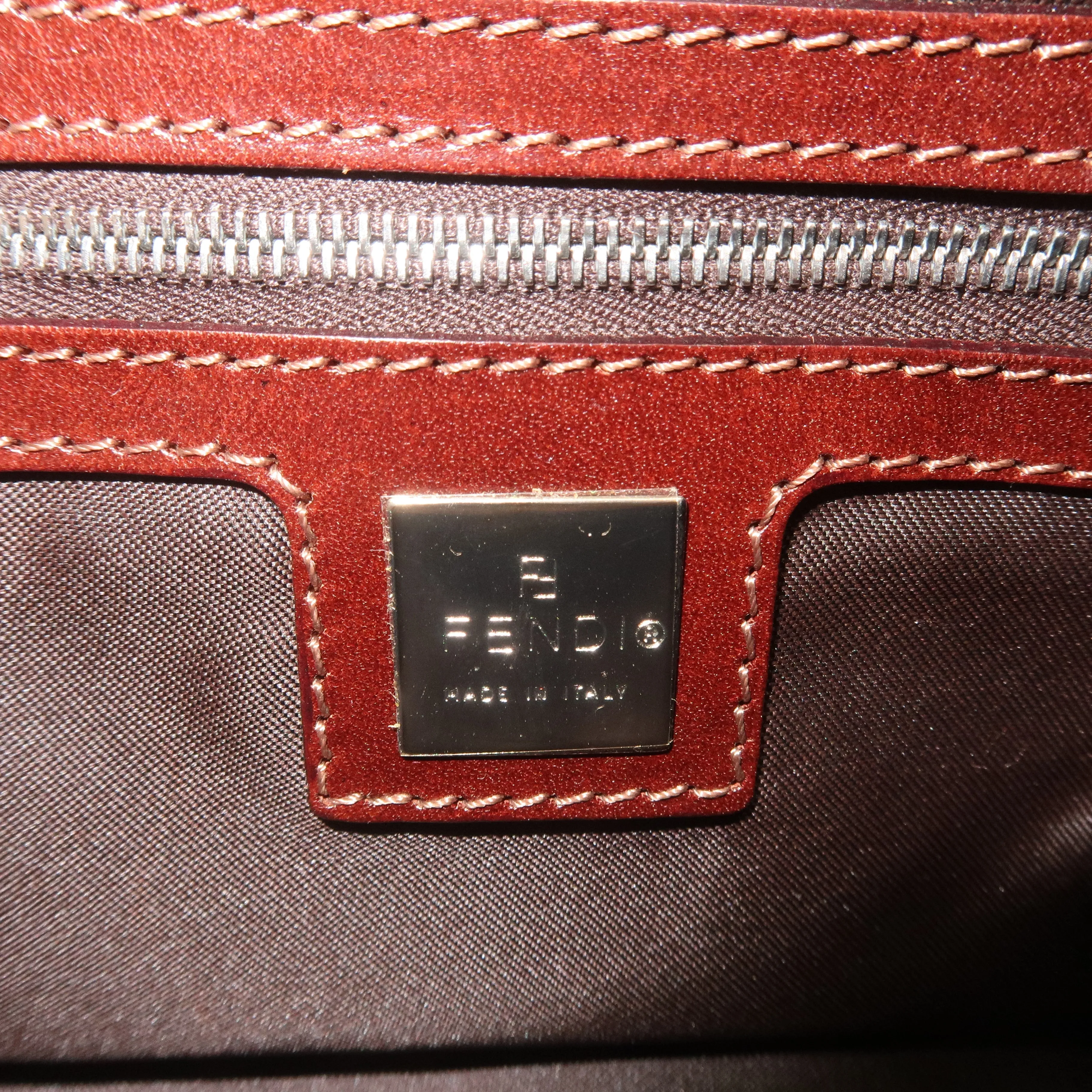 FENDI Corduroy Shoulder Bag Hand Bag Khaki Brown