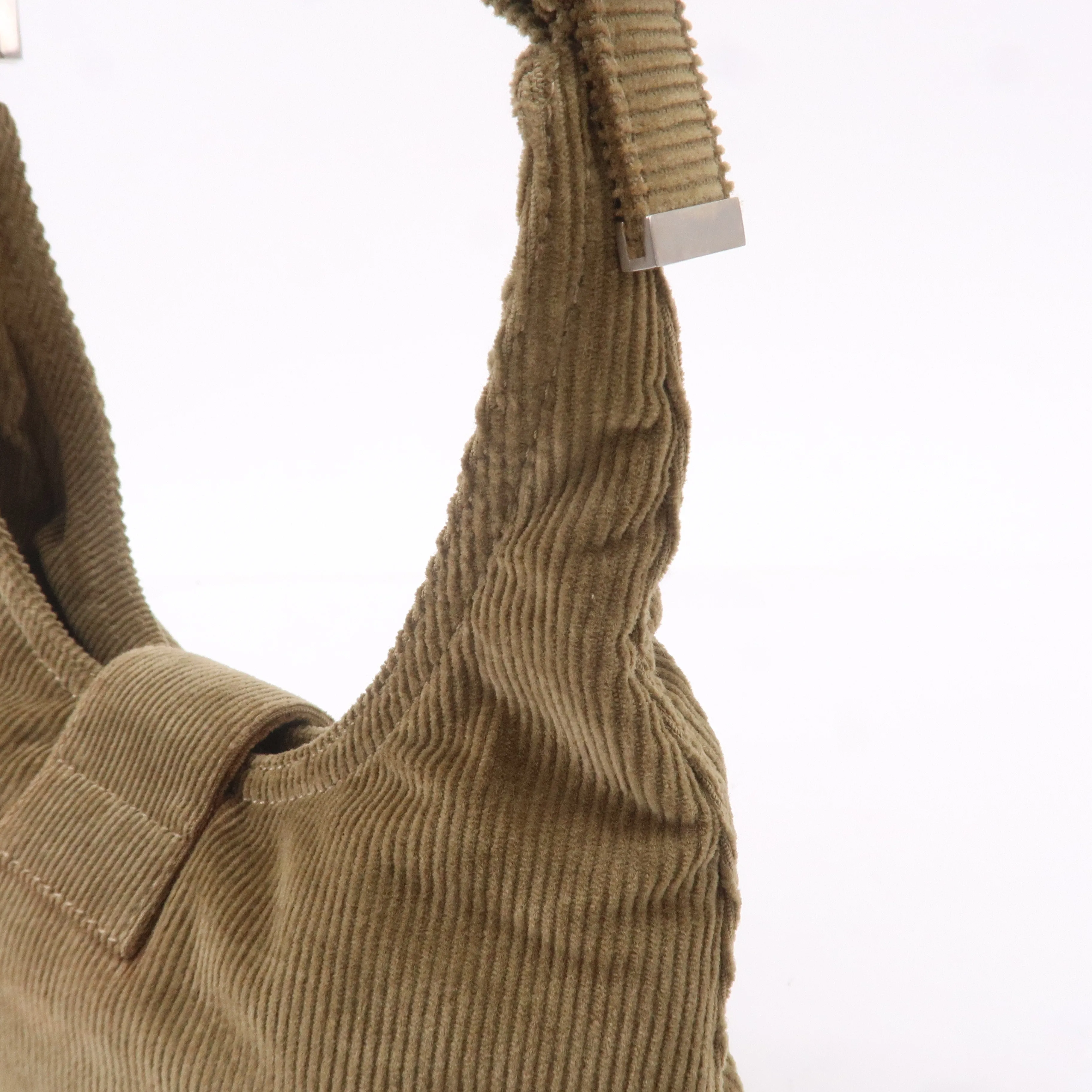FENDI Corduroy Shoulder Bag Hand Bag Khaki Brown