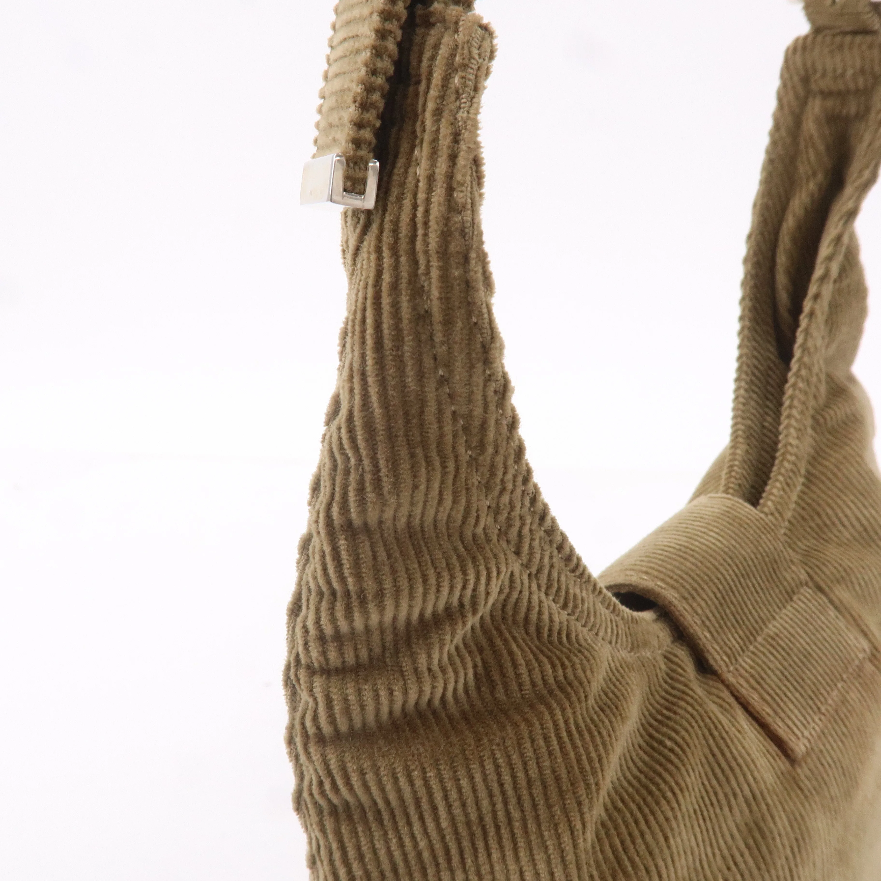 FENDI Corduroy Shoulder Bag Hand Bag Khaki Brown