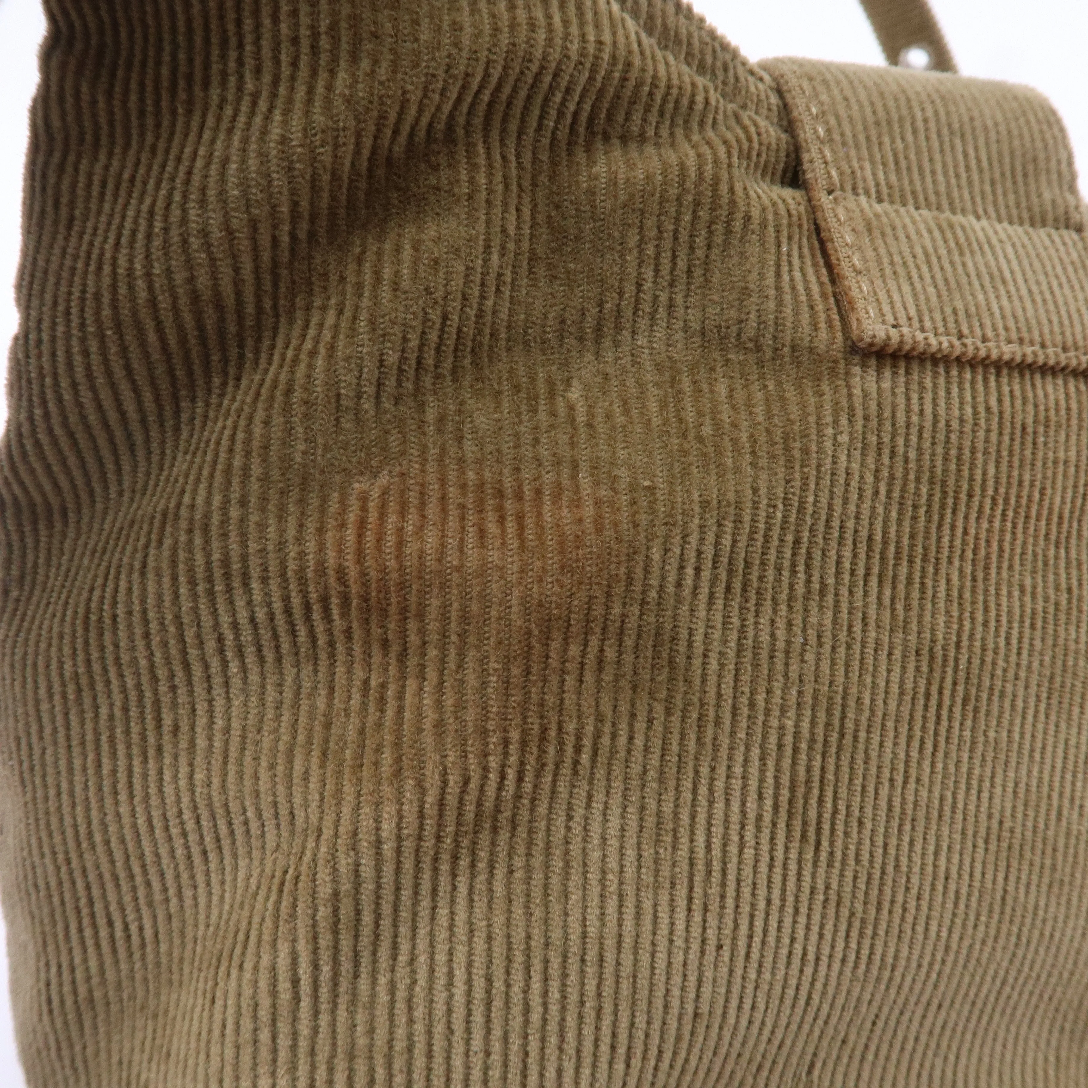 FENDI Corduroy Shoulder Bag Hand Bag Khaki Brown