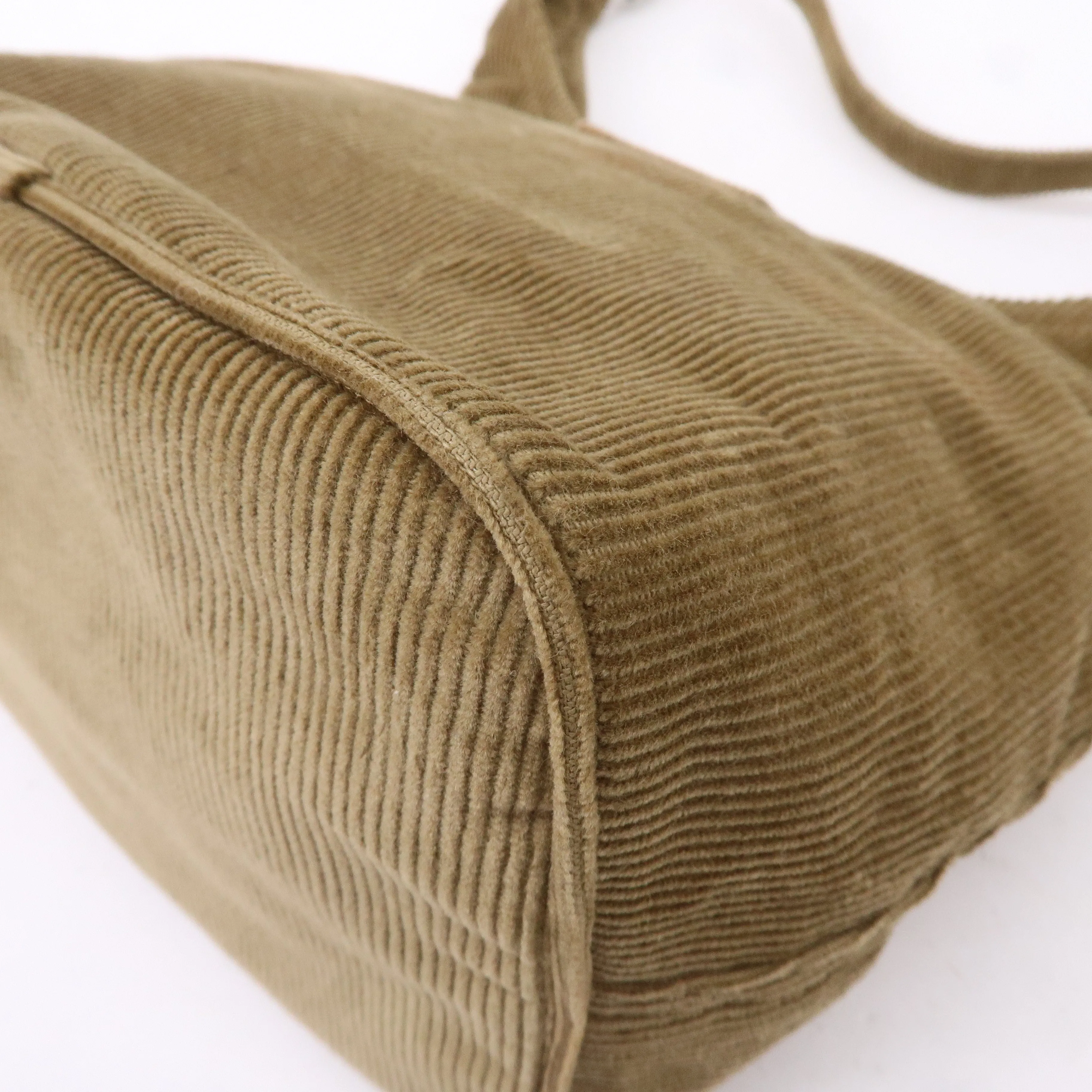 FENDI Corduroy Shoulder Bag Hand Bag Khaki Brown