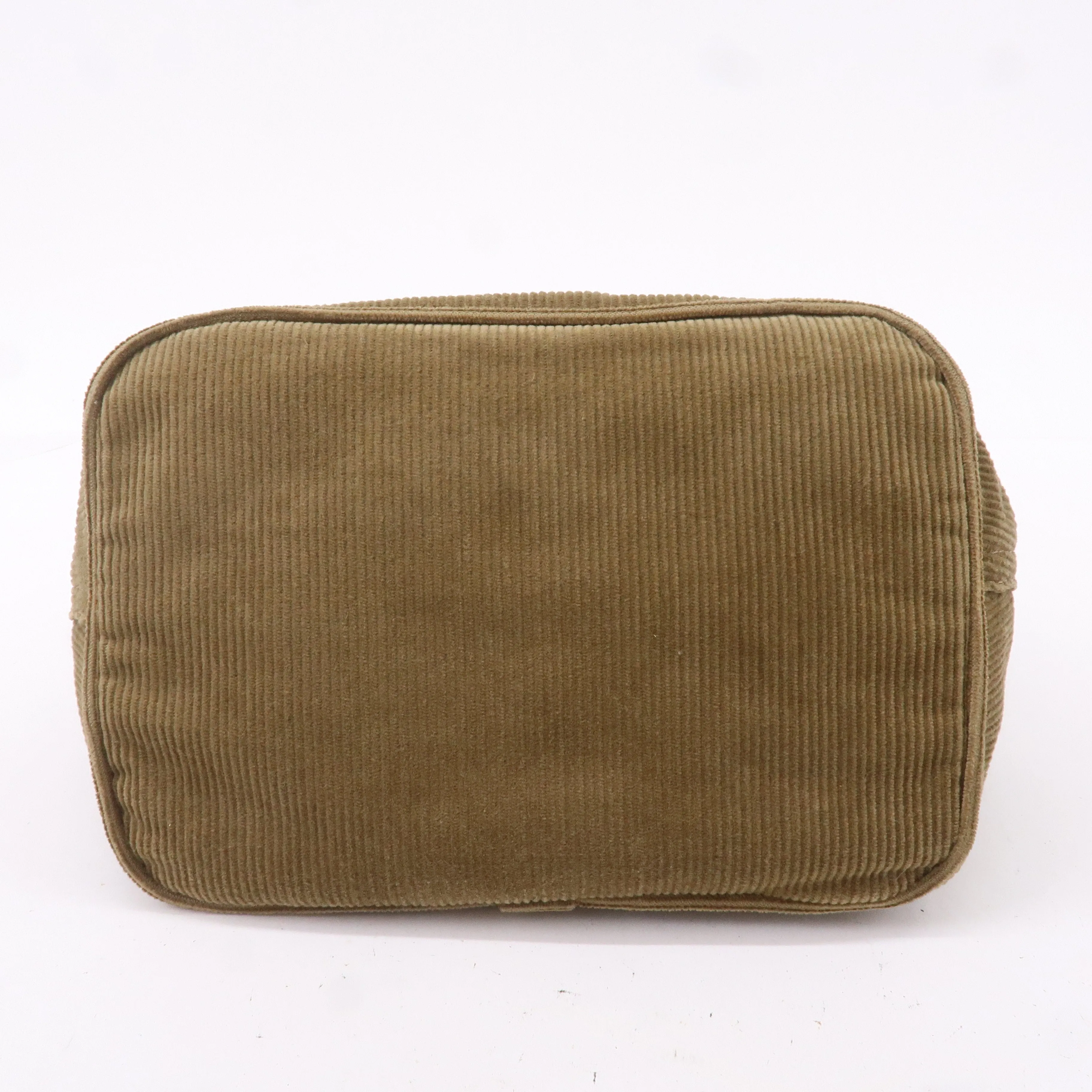 FENDI Corduroy Shoulder Bag Hand Bag Khaki Brown