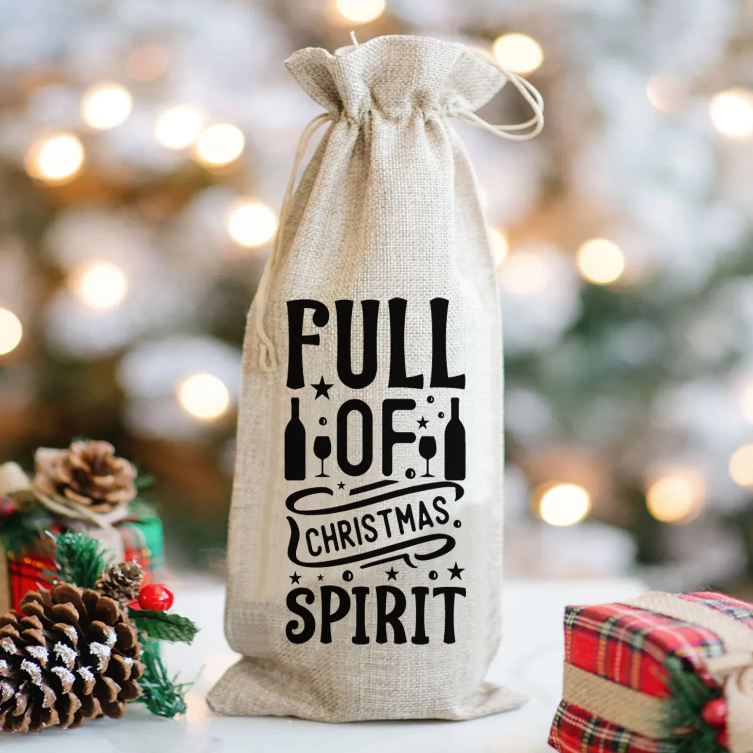 Full of Christmas Spirit - Wine Bag