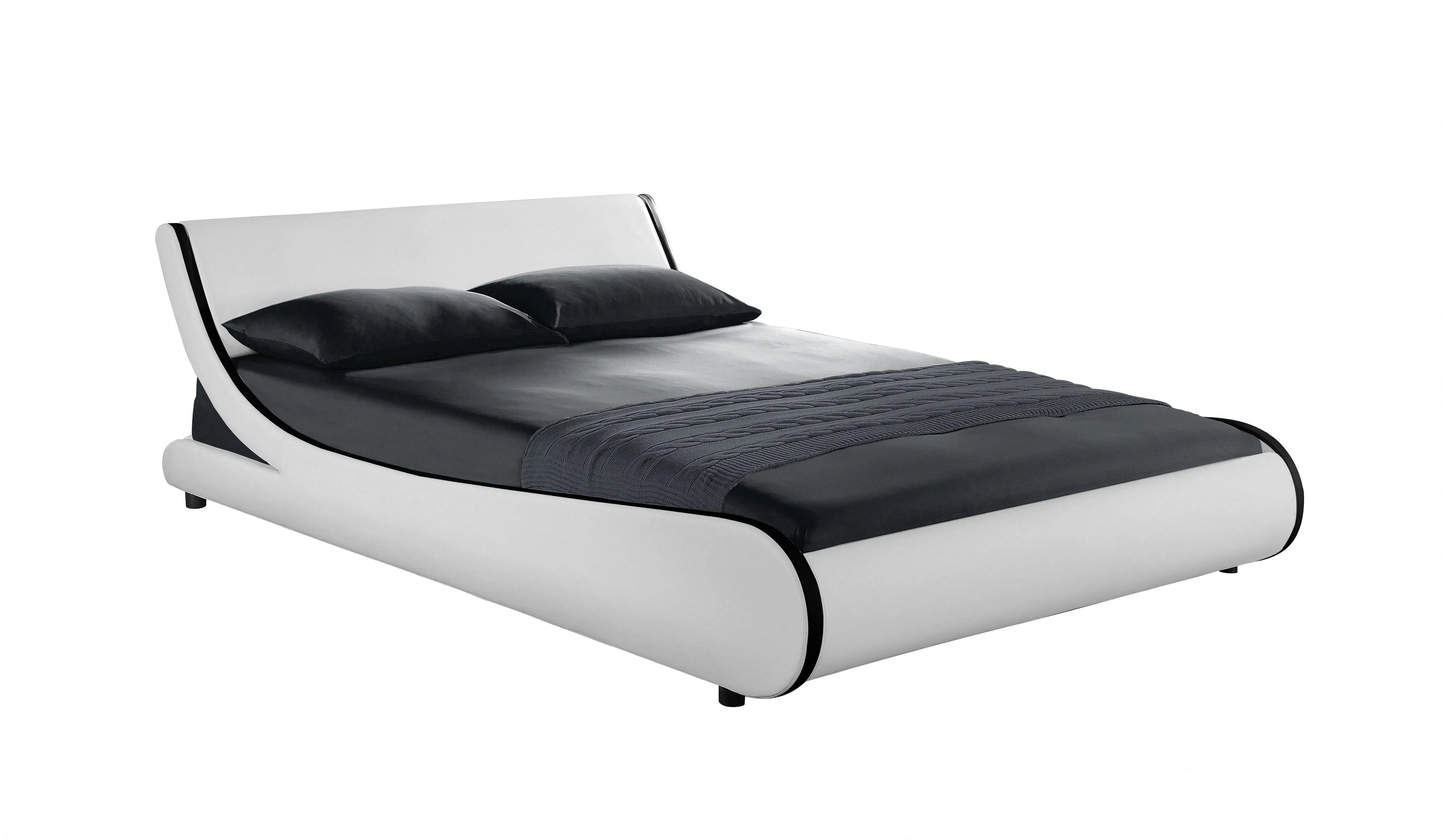 Galactic Leather King Bed Frame, White & Black