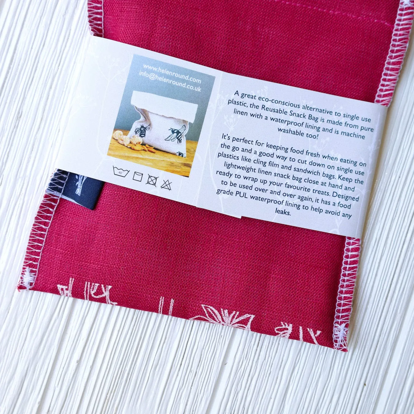 Garden Snack Bag ~ Raspberry Red Linen