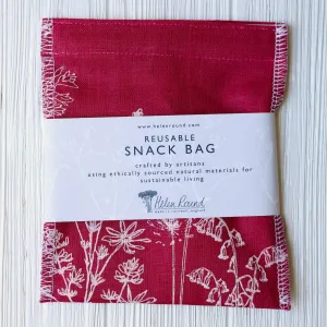 Garden Snack Bag ~ Raspberry Red Linen