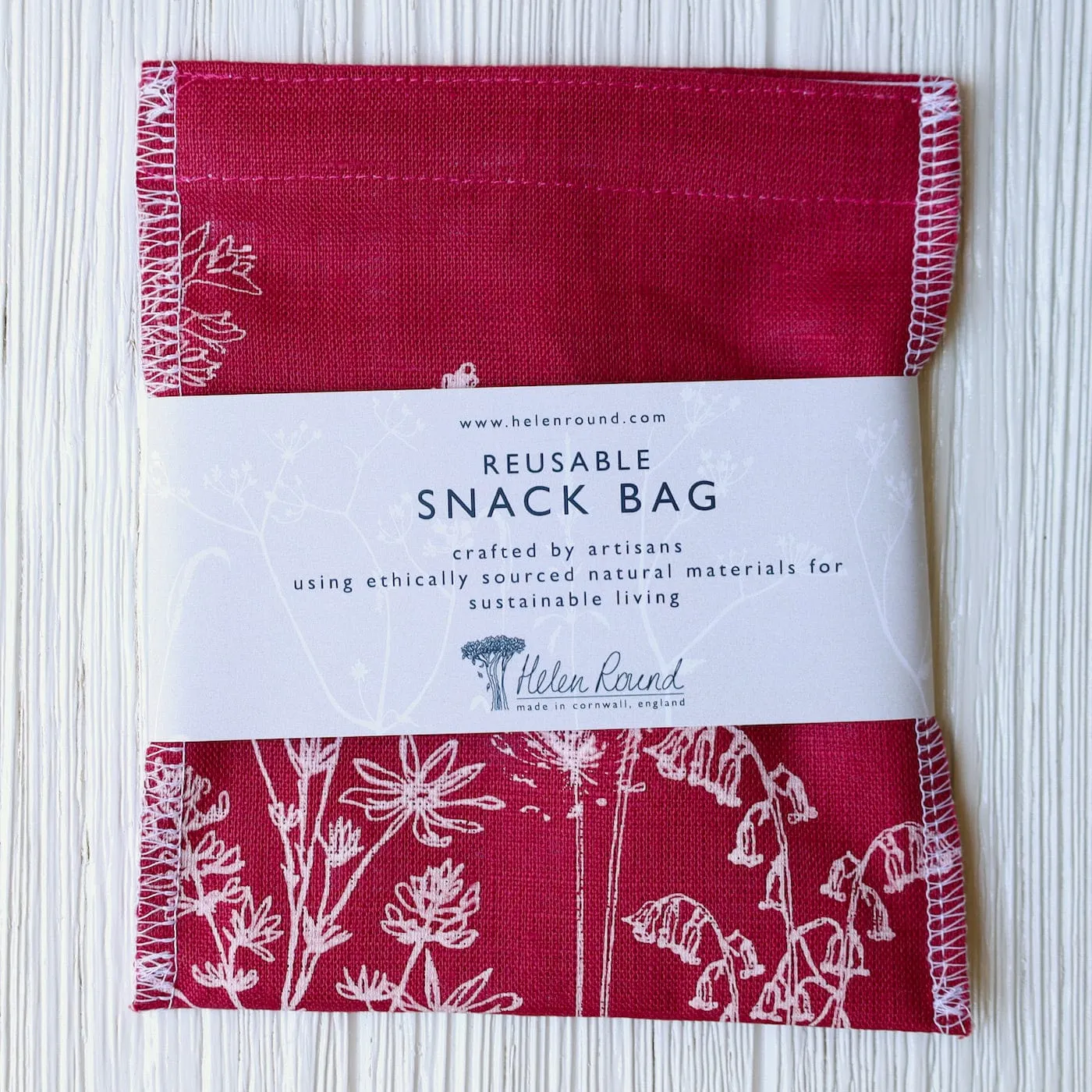 Garden Snack Bag ~ Raspberry Red Linen