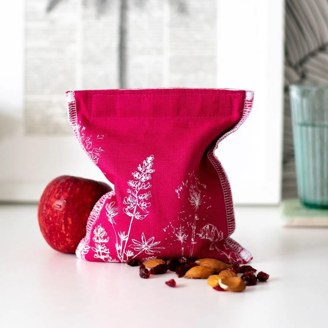 Garden Snack Bag ~ Raspberry Red Linen
