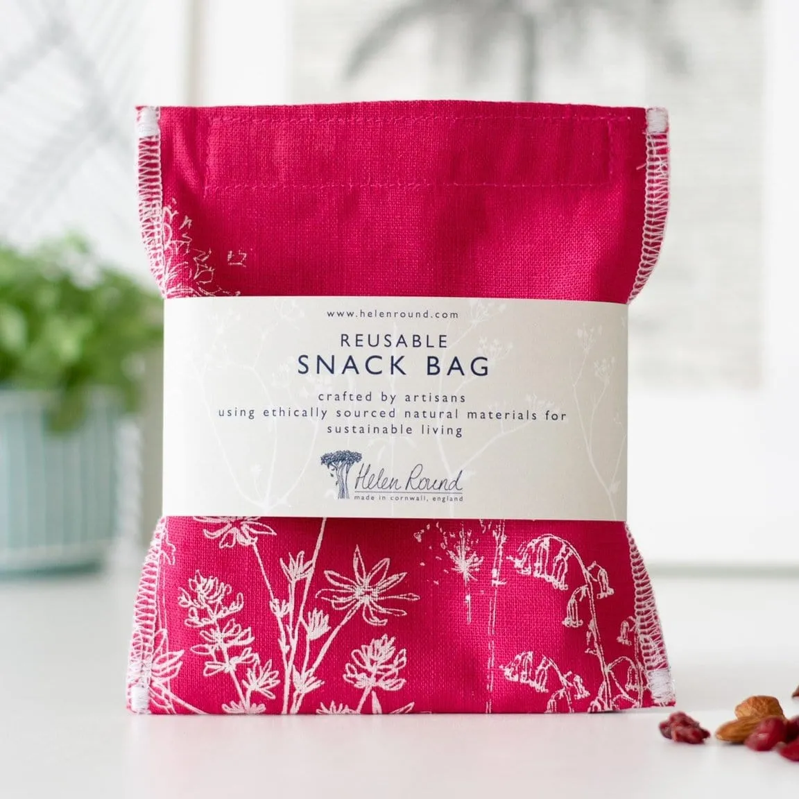 Garden Snack Bag ~ Raspberry Red Linen