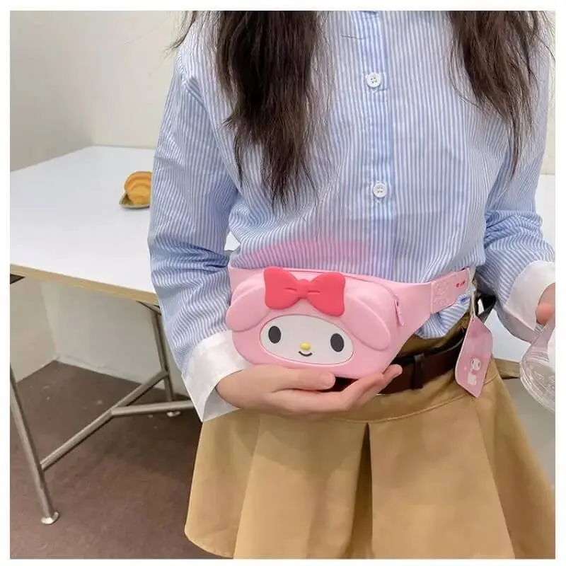 Girls Cute Pink Kitty Silicone Waist Bag