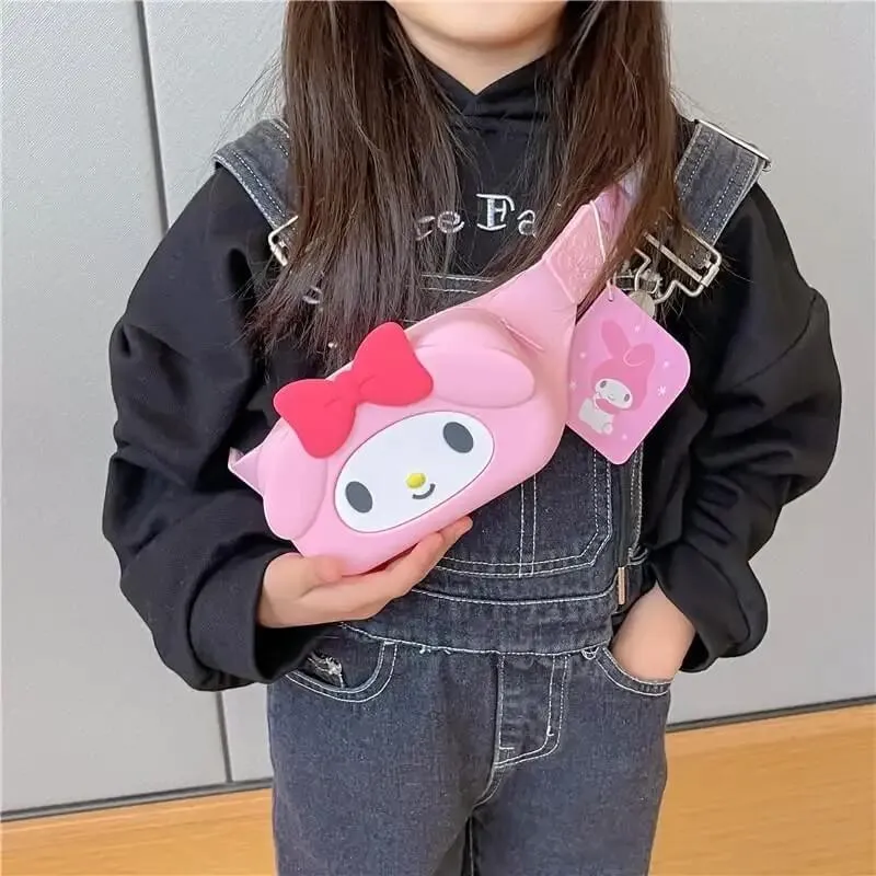 Girls Cute Pink Kitty Silicone Waist Bag