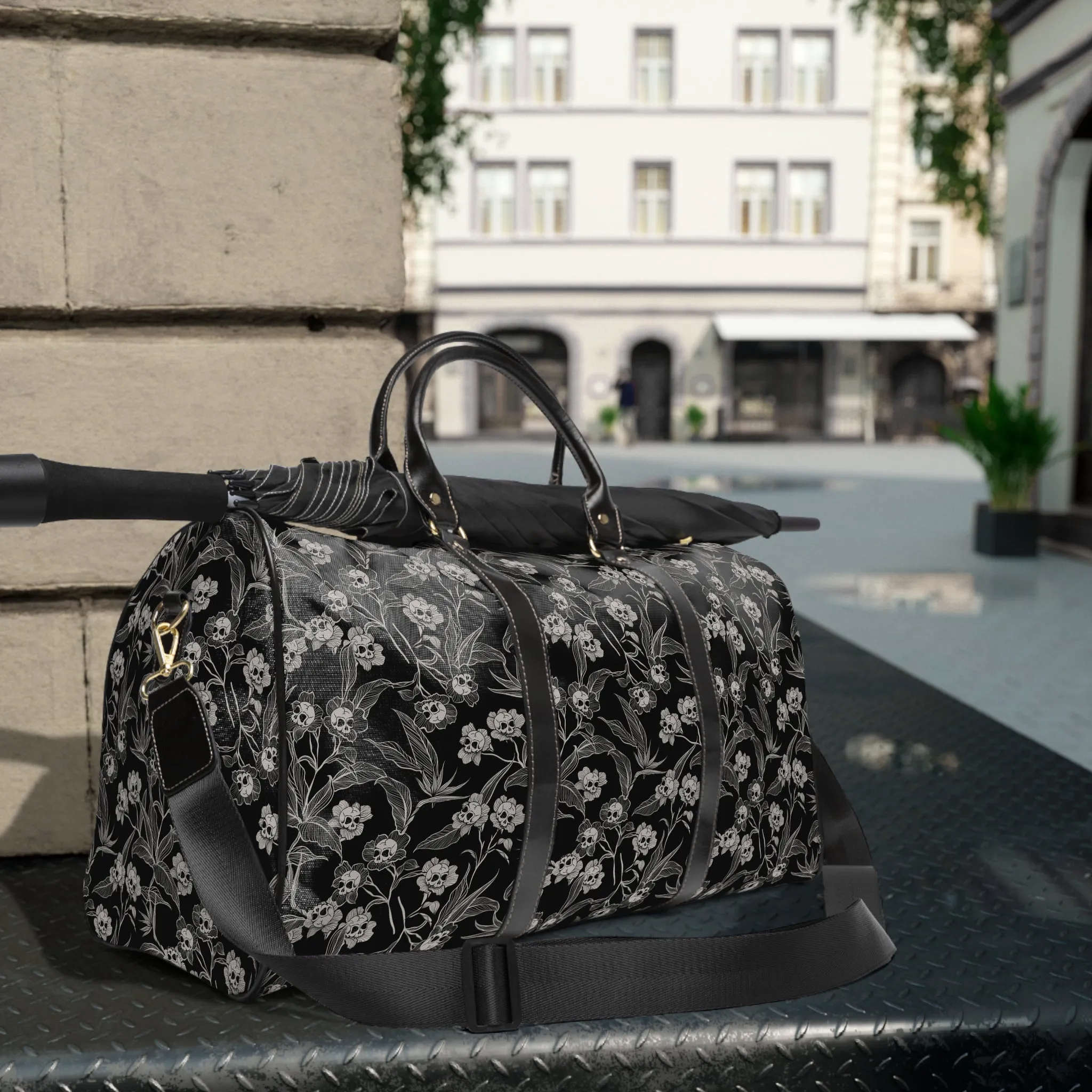 Gothic Floral Waterproof Travel Bag