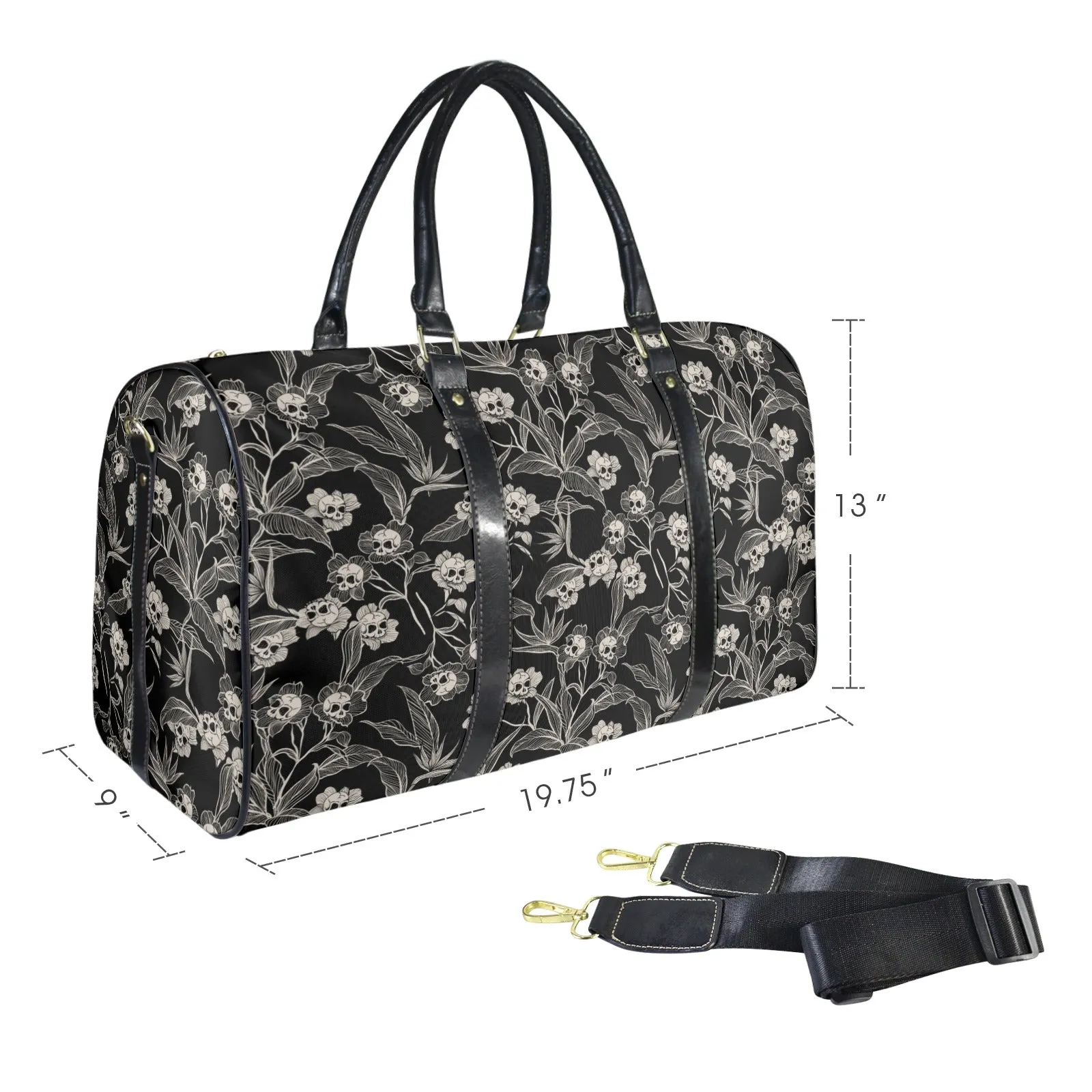 Gothic Floral Waterproof Travel Bag