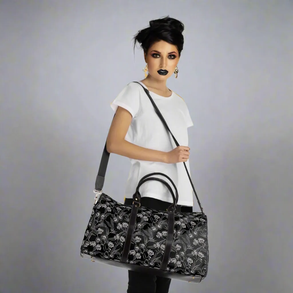 Gothic Floral Waterproof Travel Bag