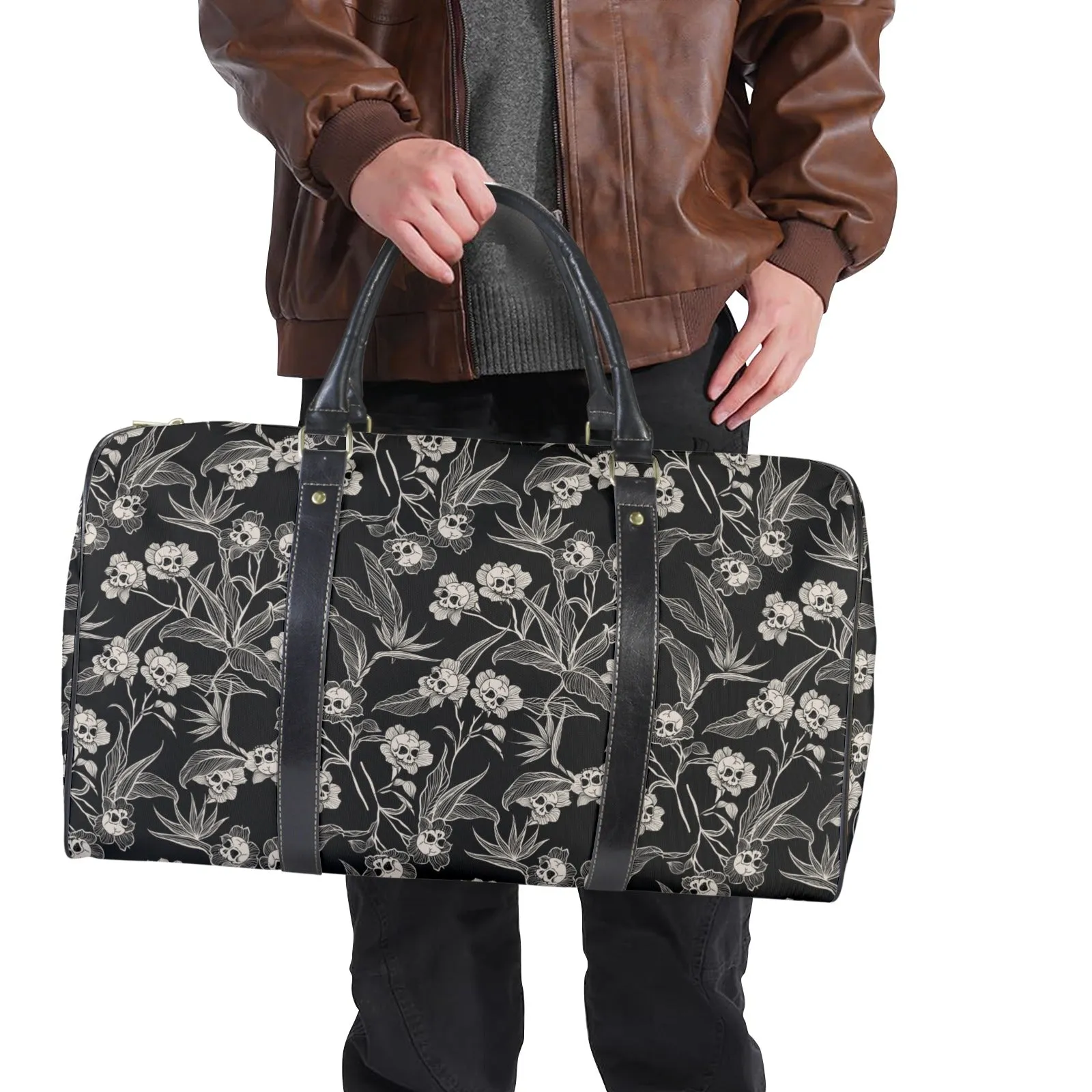 Gothic Floral Waterproof Travel Bag