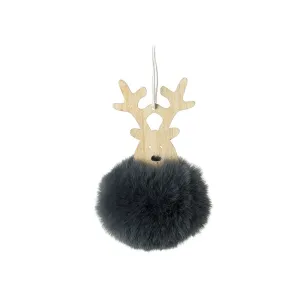 Grey Reindeer PomPom Bauble