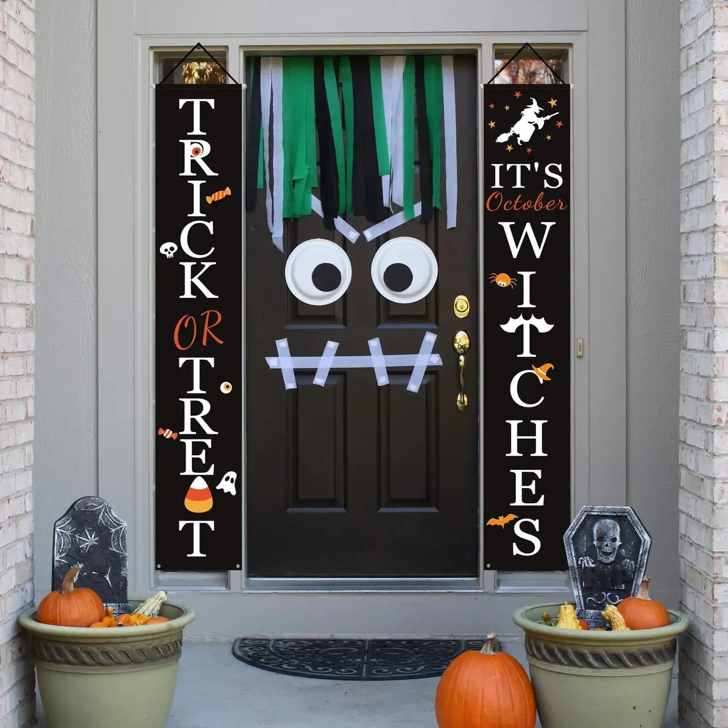 Halloween Porch Decoration October Witch Front Porch Banner Decorations