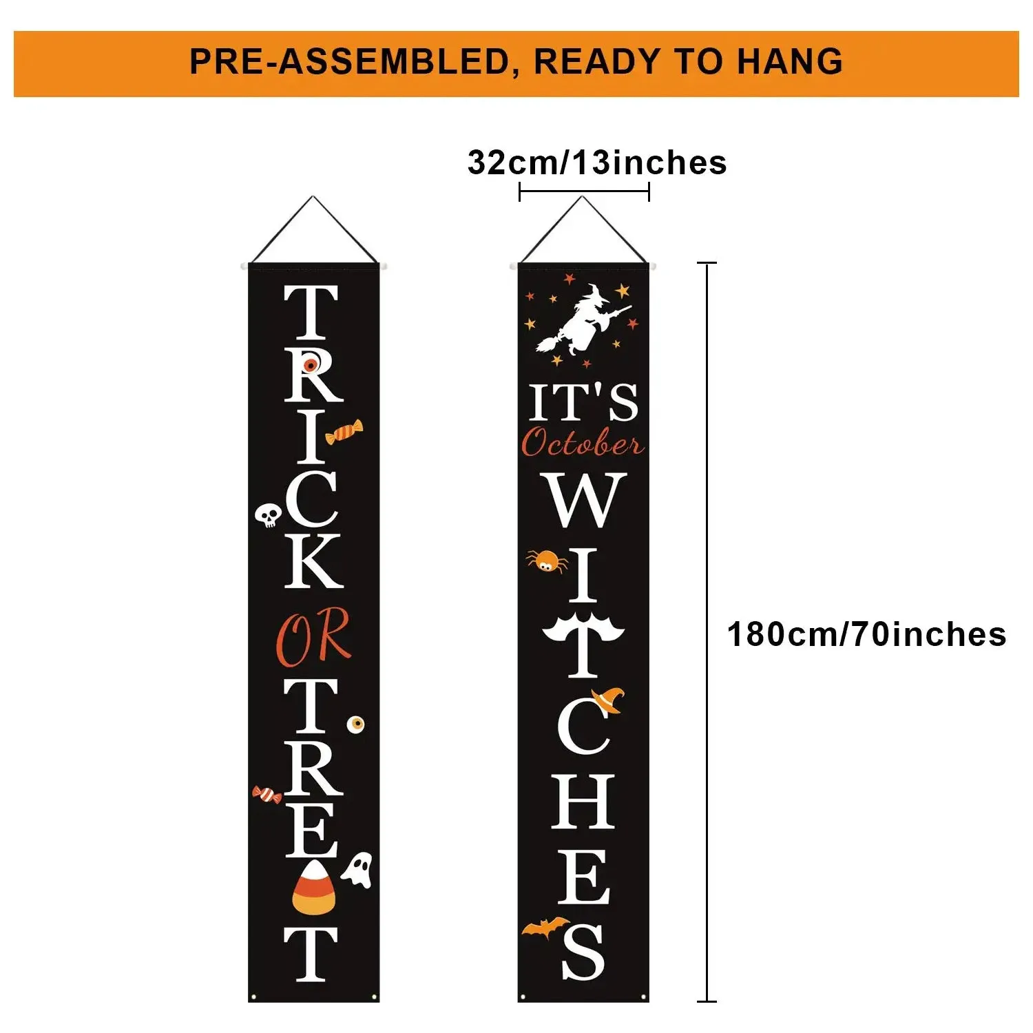 Halloween Porch Decoration October Witch Front Porch Banner Decorations