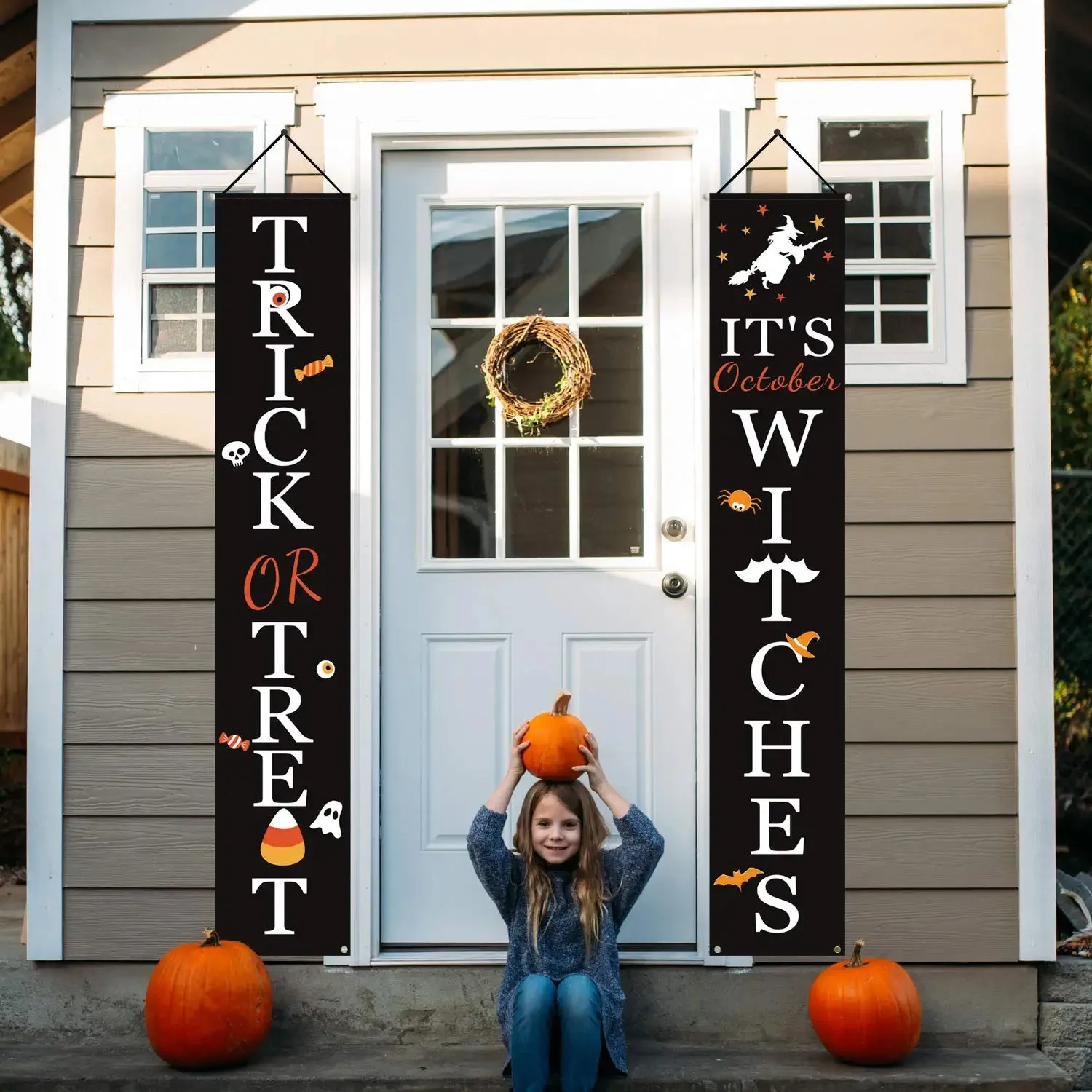 Halloween Porch Decoration October Witch Front Porch Banner Decorations
