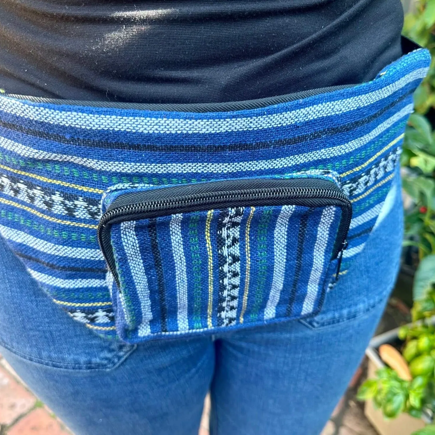 Handmade Belt Bag - Tribal Print (Blue)