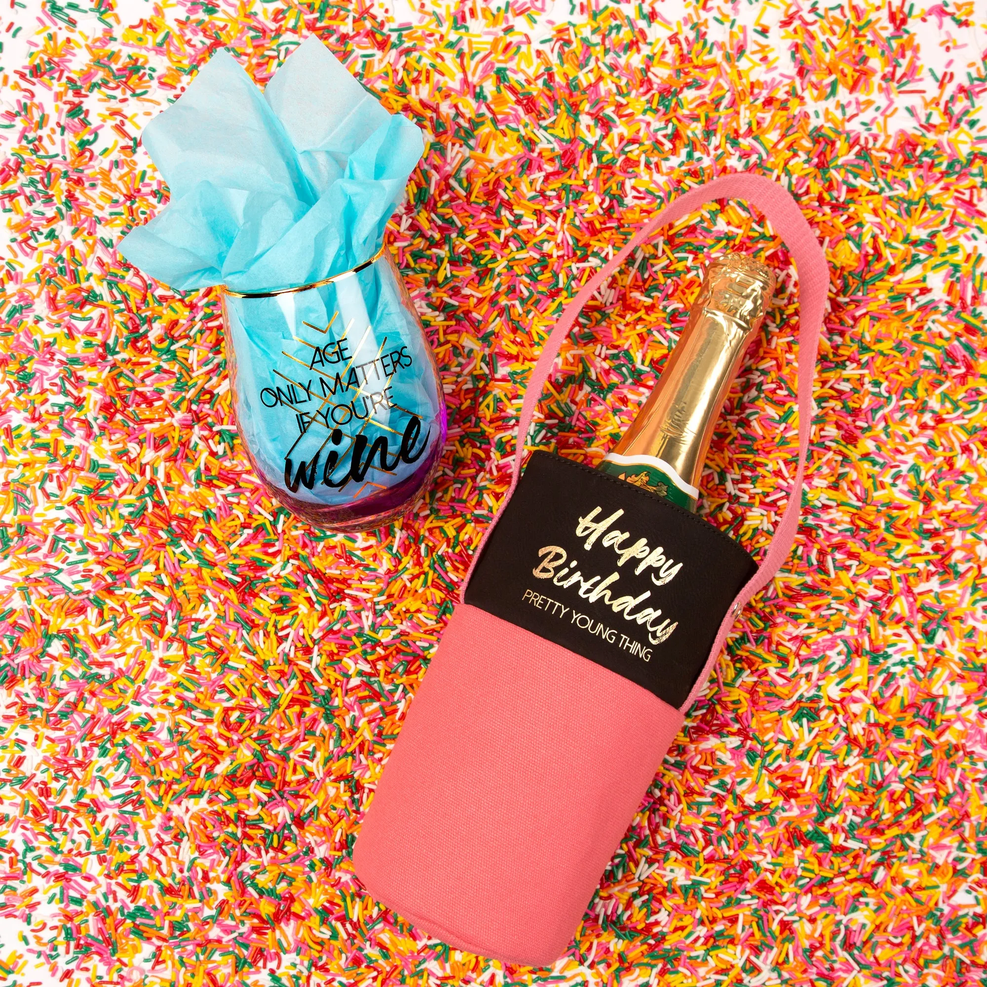 Happy Birthday Canvas Bottle Gift Bag