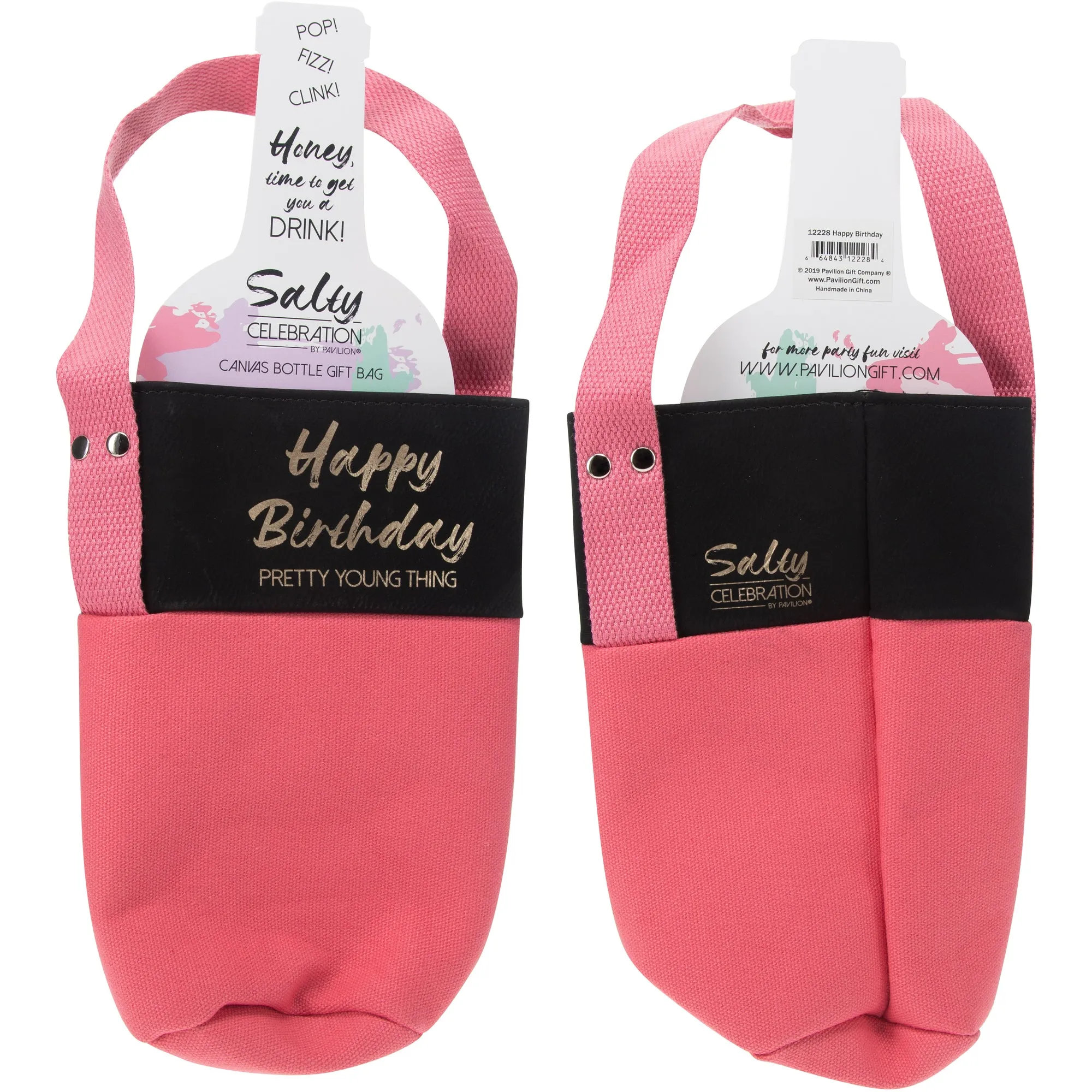 Happy Birthday Canvas Bottle Gift Bag