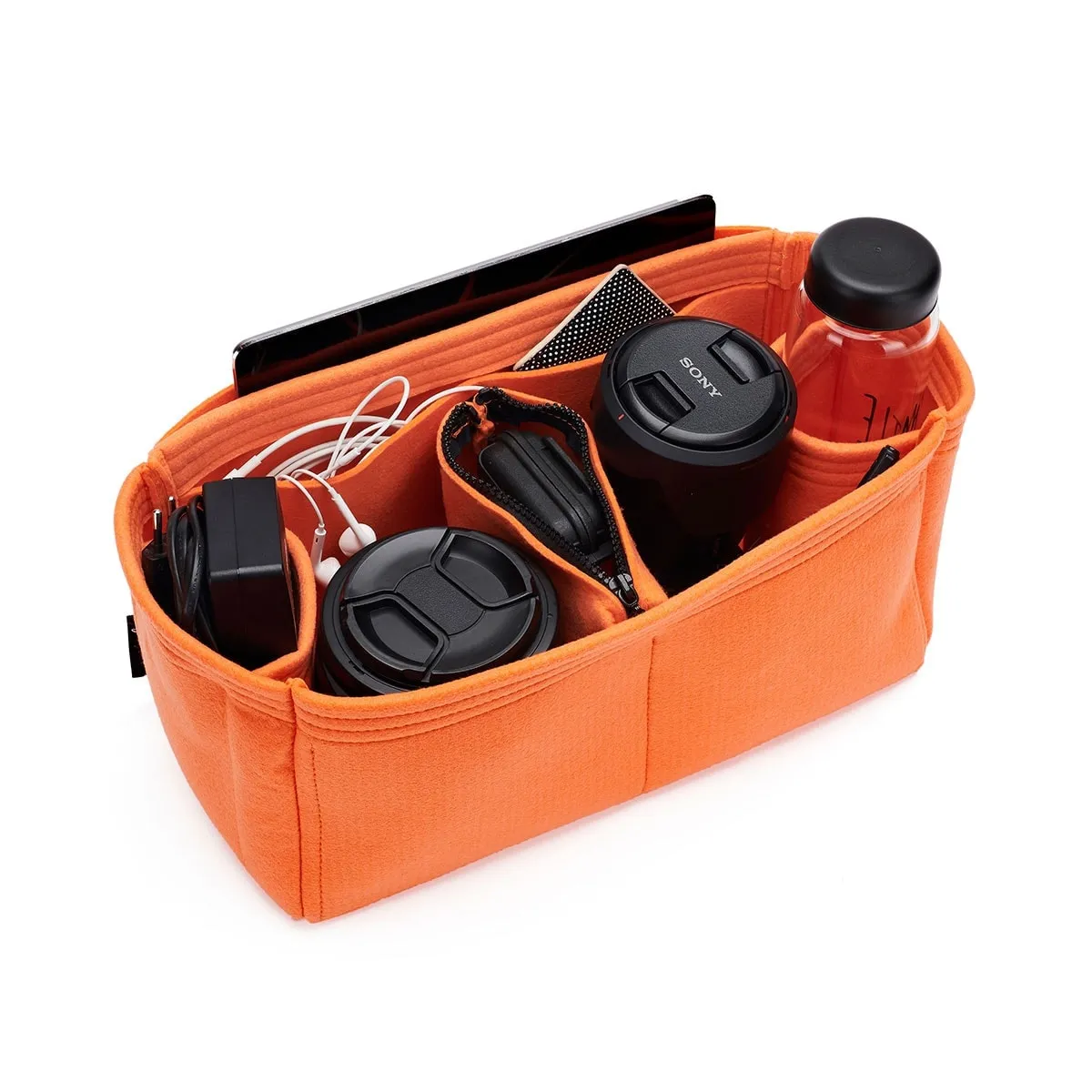 Hermes Garden Party Bag Models Organizer Insert, Bag Organizer with Zipper Middle Pouch and Double Bottle Holders