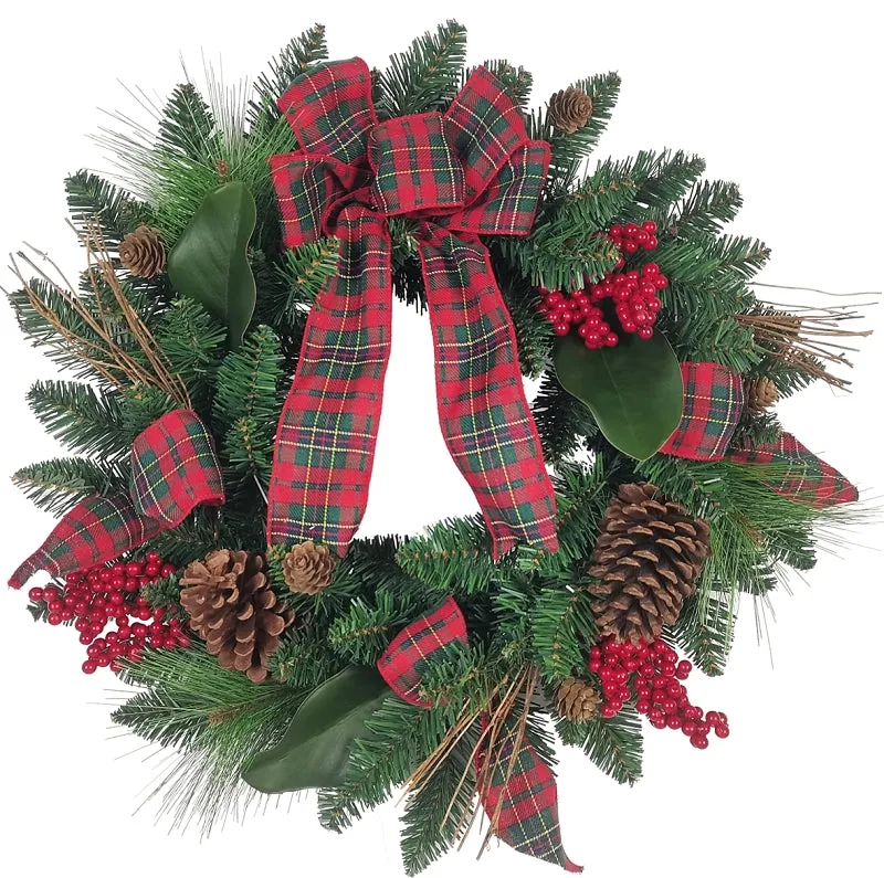 Hometown Holidays 38701 Wreath, Twigs/Berries/Bows, 22 in :EA: QUANTITY: 6