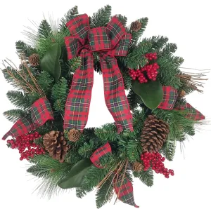 Hometown Holidays 38701 Wreath, Twigs/Berries/Bows, 22 in :EA: QUANTITY: 6