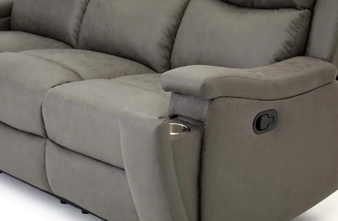 Jackson Faux Leather 3 Seater Recliner - Grey