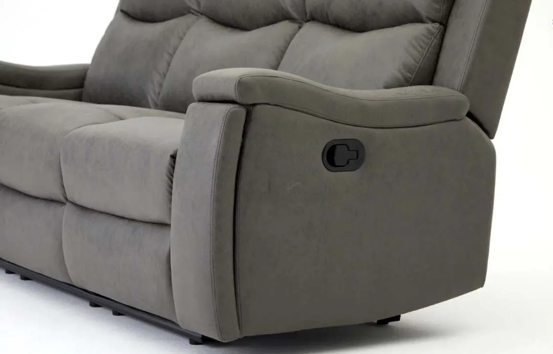 Jackson Faux Leather 3 Seater Recliner - Grey