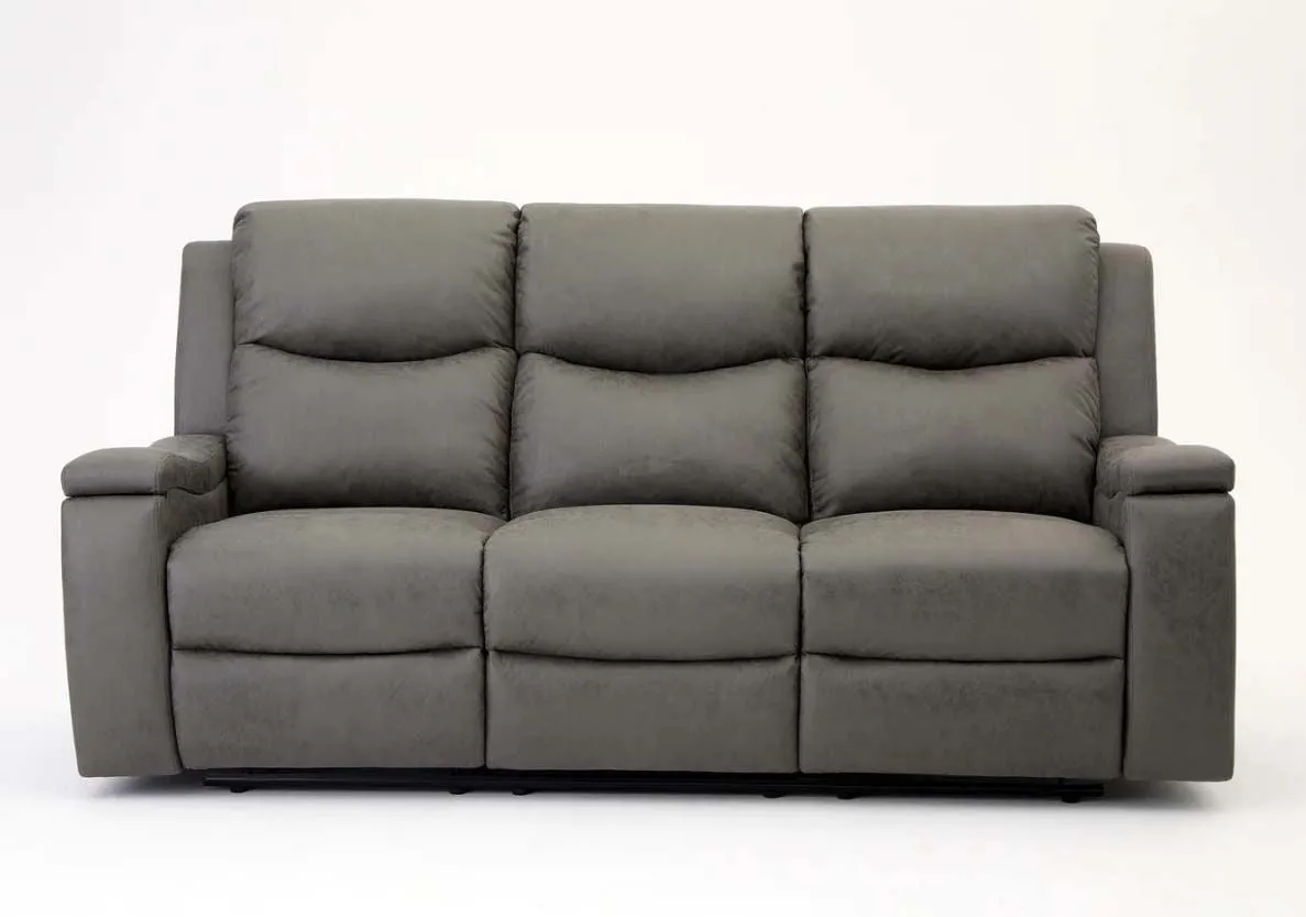 Jackson Faux Leather 3 Seater Recliner - Grey