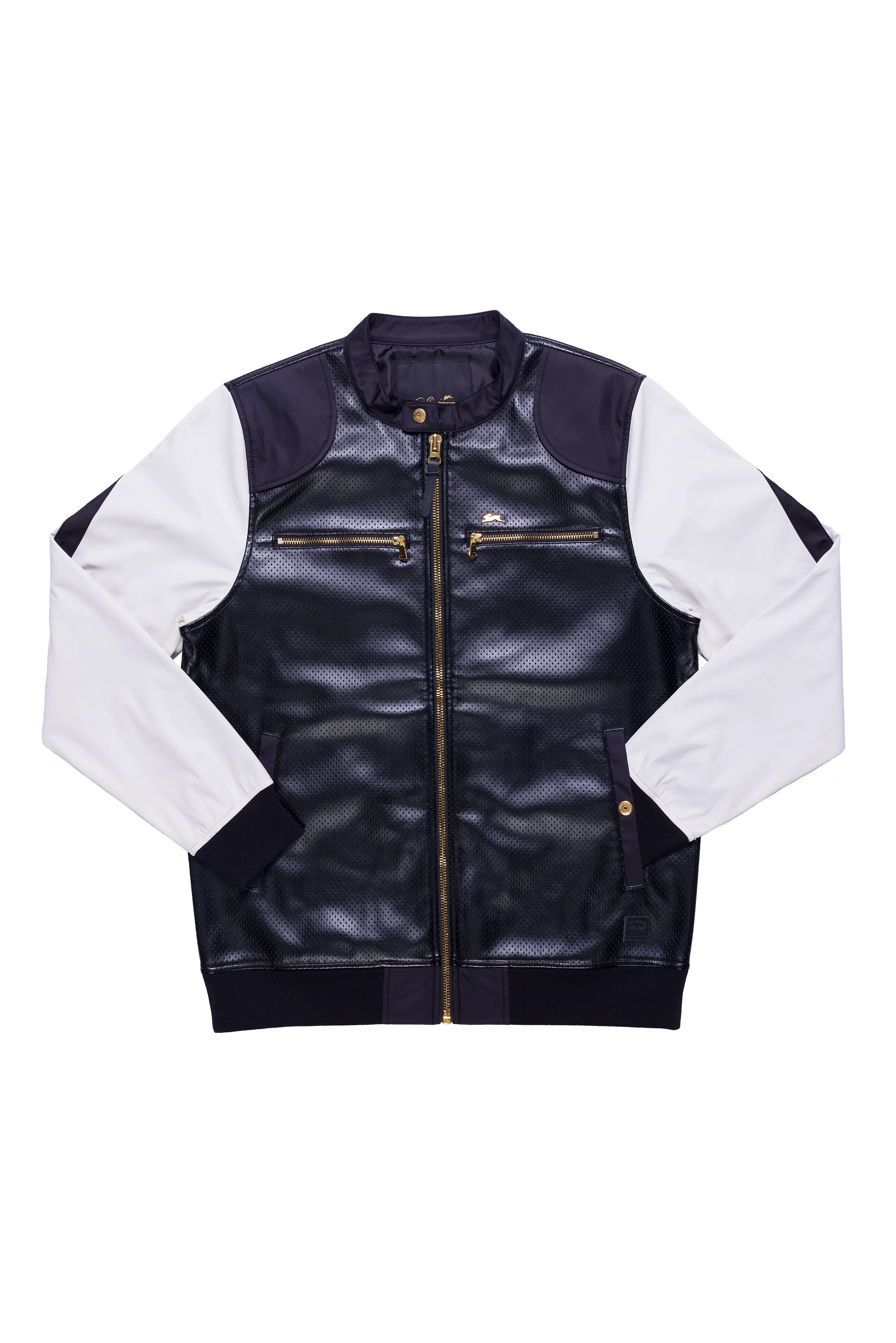 Jonas | Men's Full Zip Faux Leather Perforated Jacket