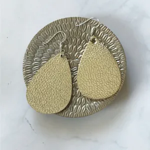 Kennedy - Shimmer Gold Faux Leather Teardrop Earrings