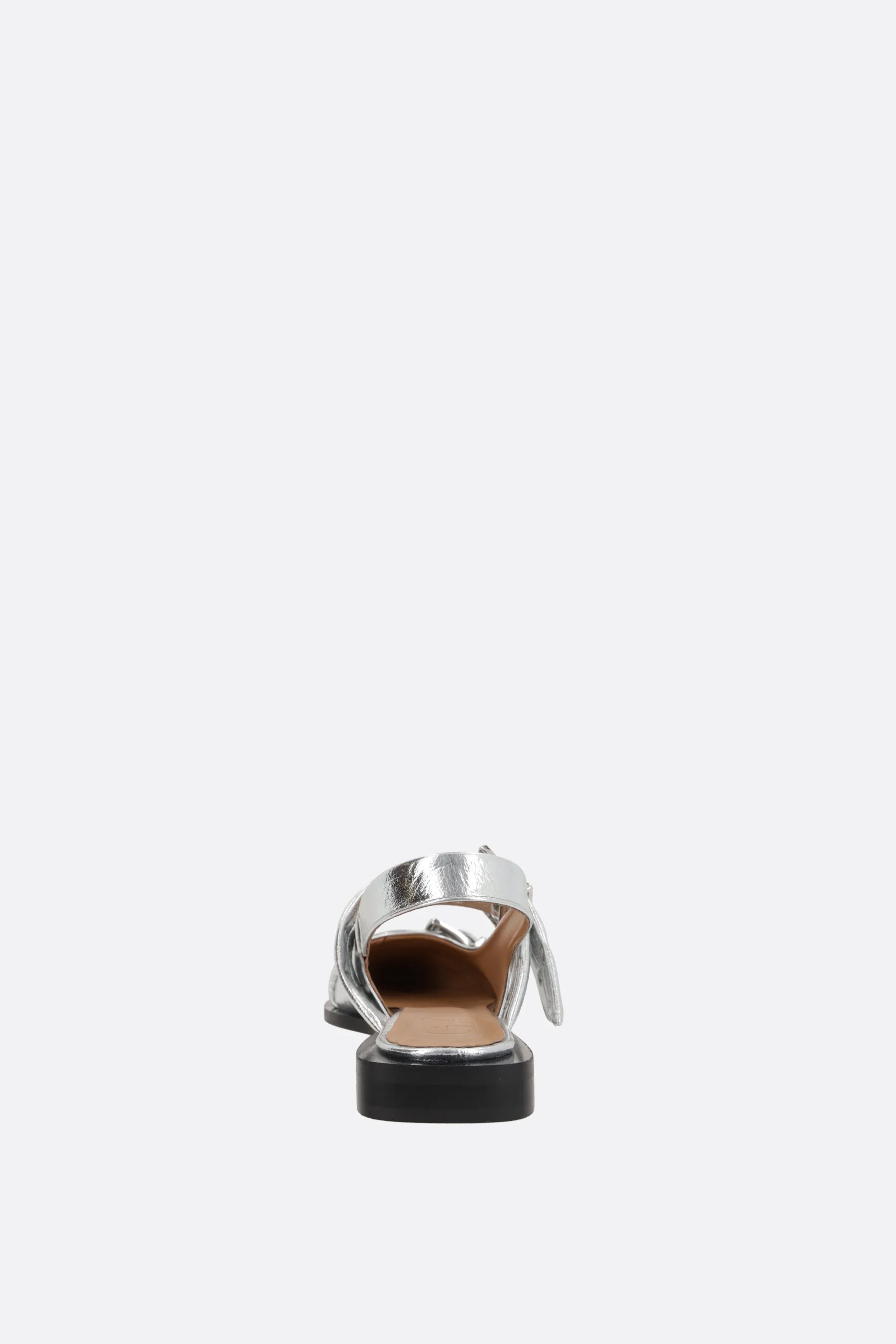laminated faux leather flat slingbacks